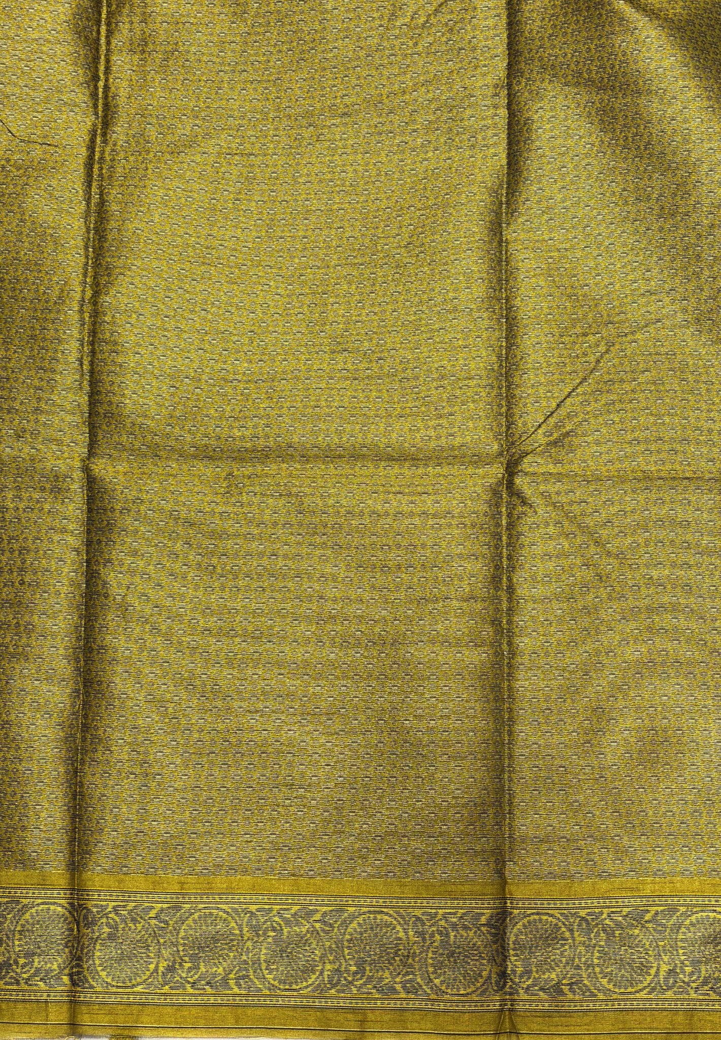 Semi Raw Silk Saree-Mustard with Contrast Retapet Border