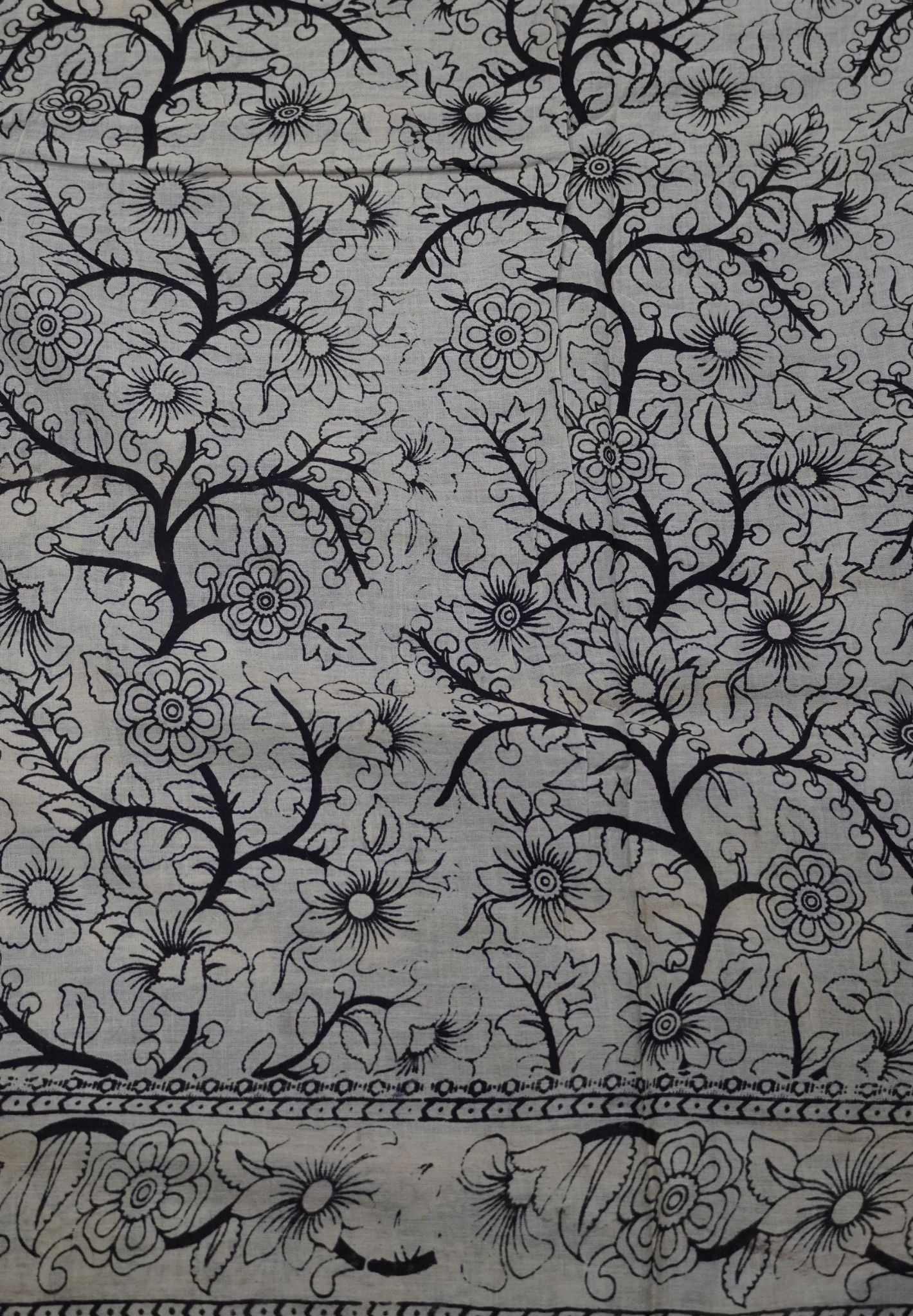 Kalamkari Cotton Saree – Traditional Art Inspired Design – Violet