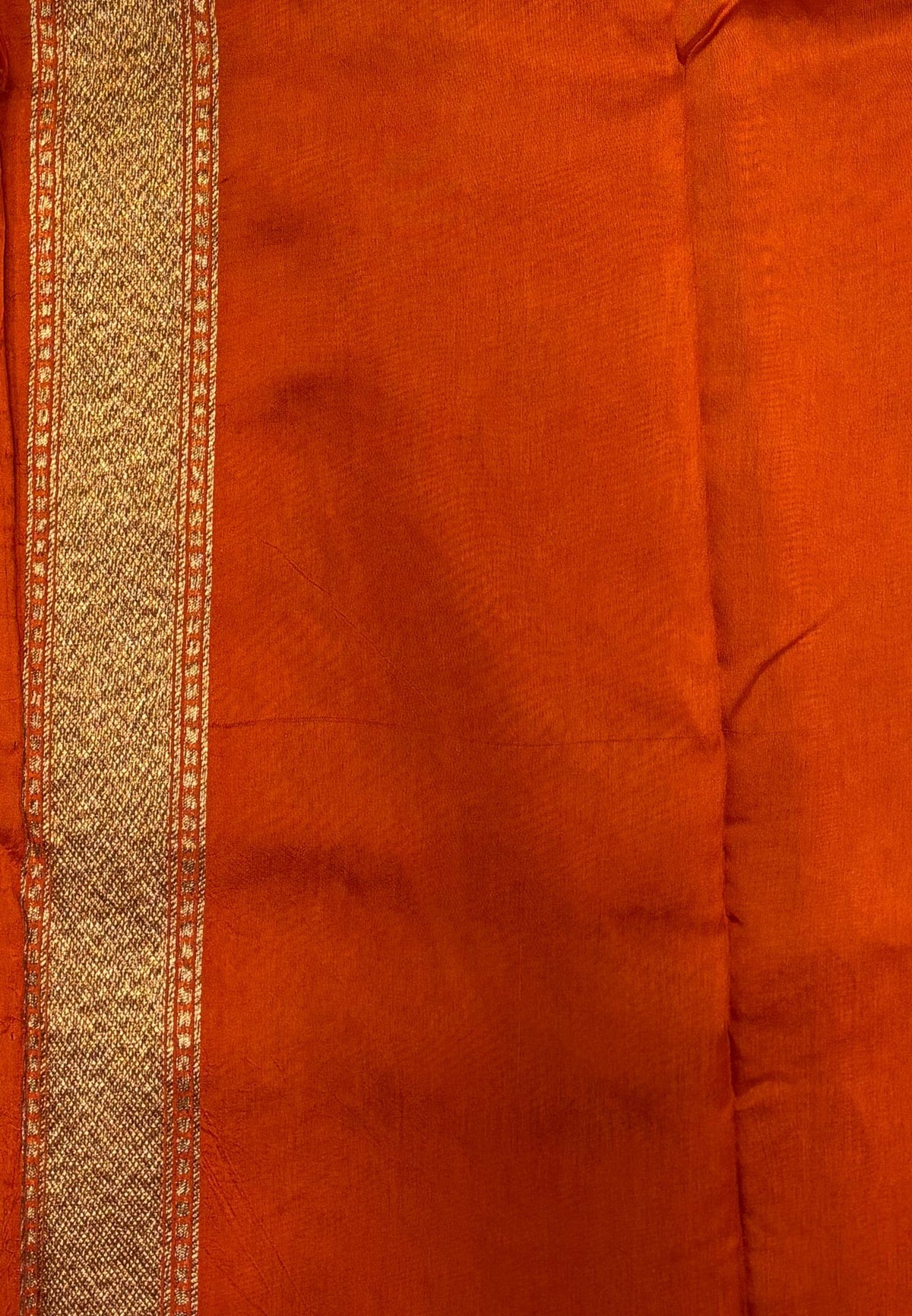 Kattan Silk Saree-Rust Orange in Floral Vine Zari Border