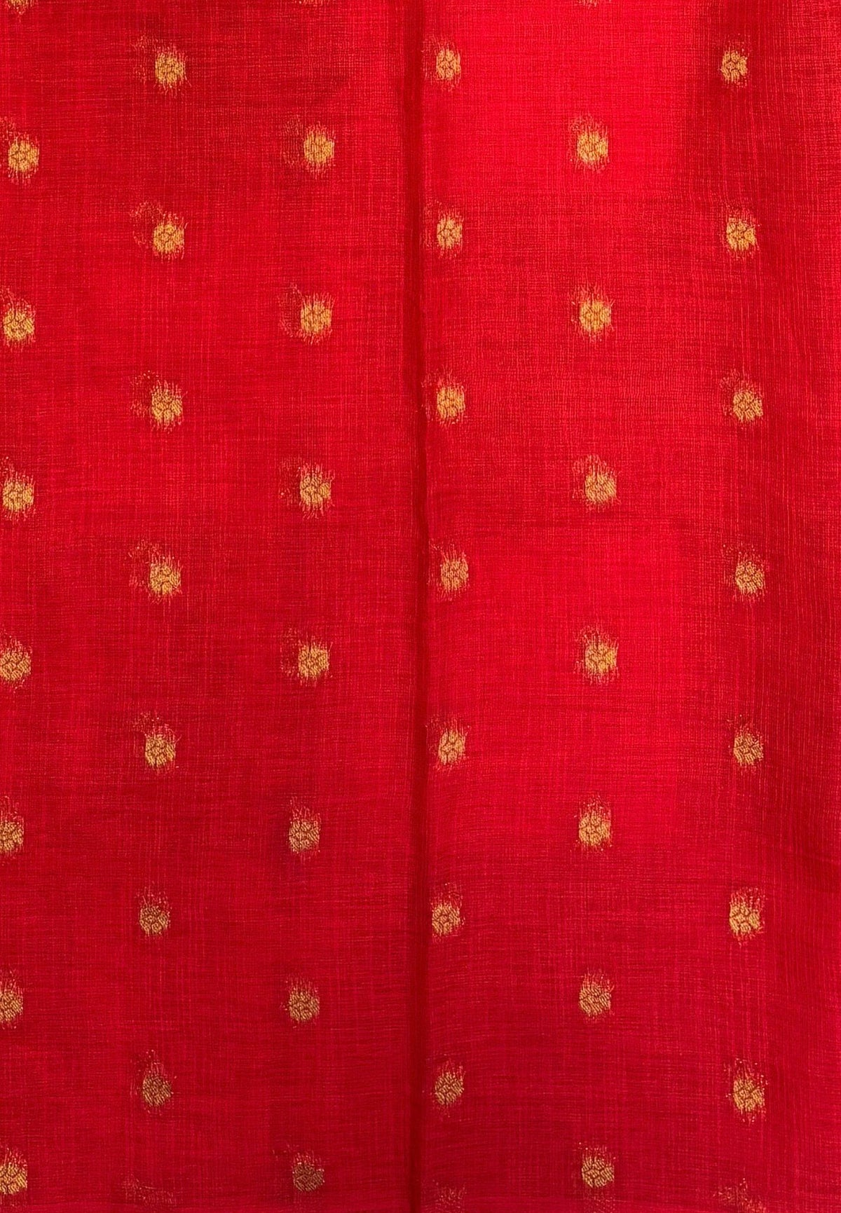 Soft Jute Tussar Saree-Red In Square Check Zari Border