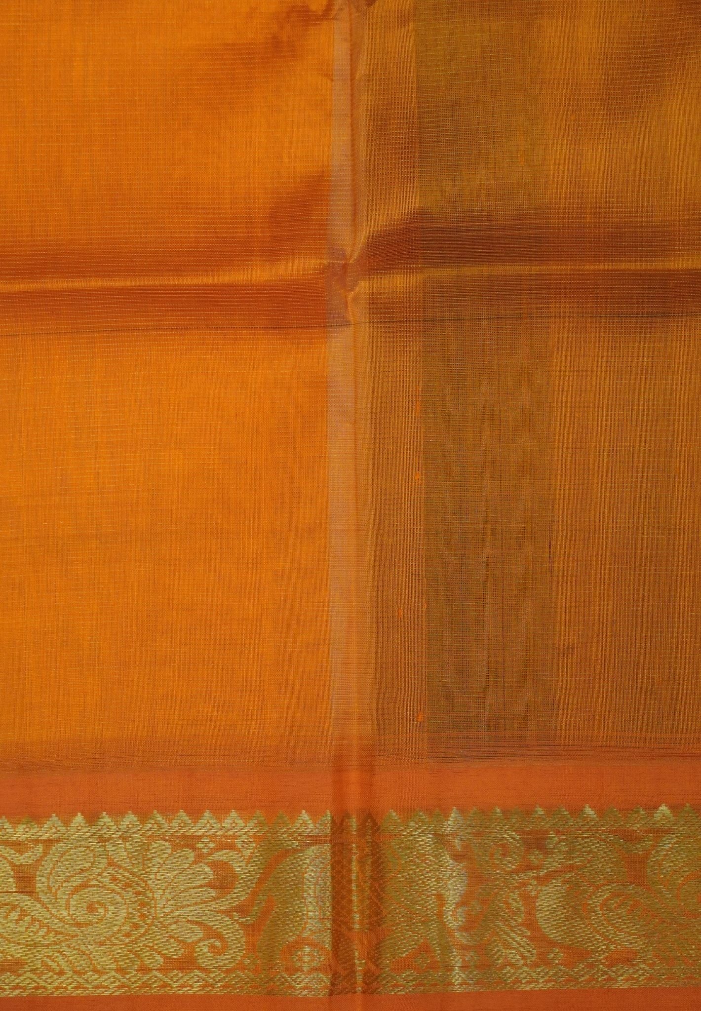 Pure Silk Cotton Saree- Black with Orange in Vairaoosi