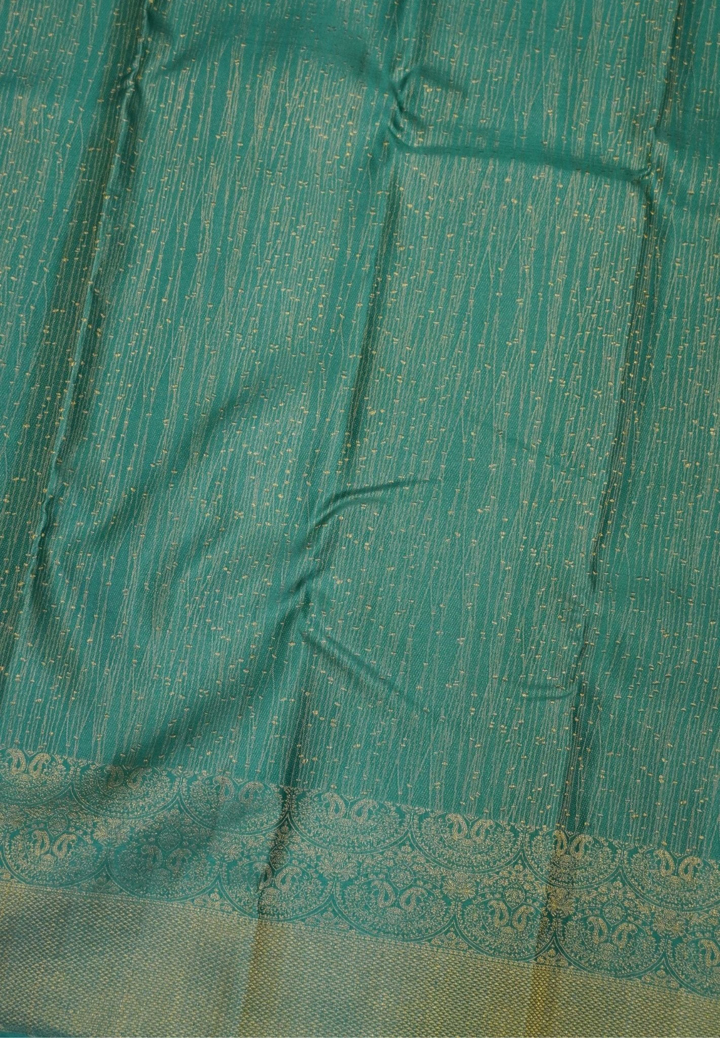 Pure Kanchipuram Silk Saree- Green Full Zari Work with Manga Border