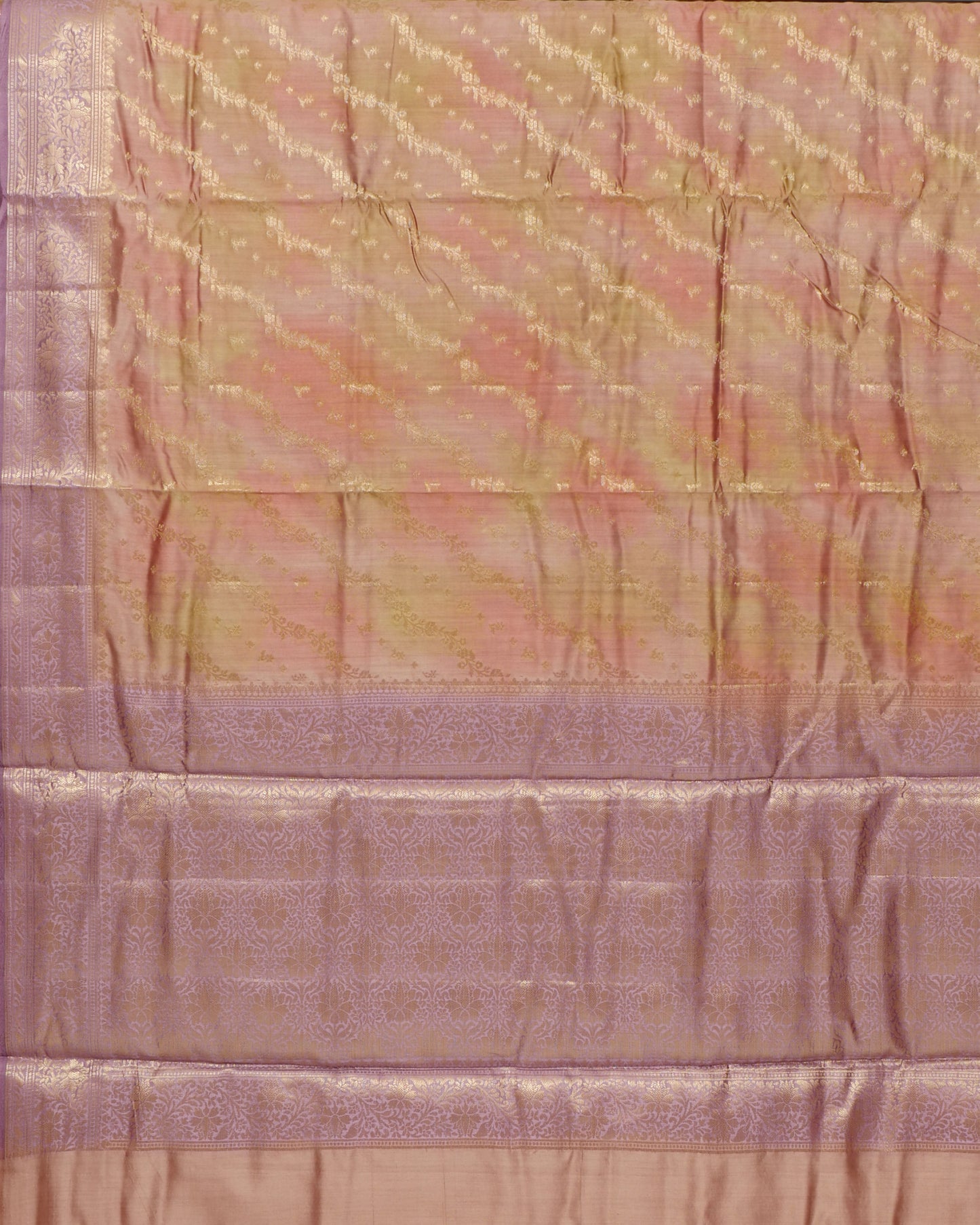 Pure Dual Shade Banarasi Chinniya silk and Contrast Pallu with Small Zari Border