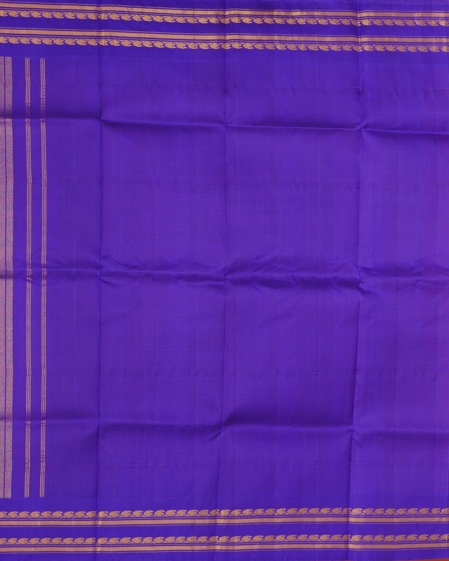 Pure Orange Gadwal Silk and Blue Pallu with Zari Woven Border