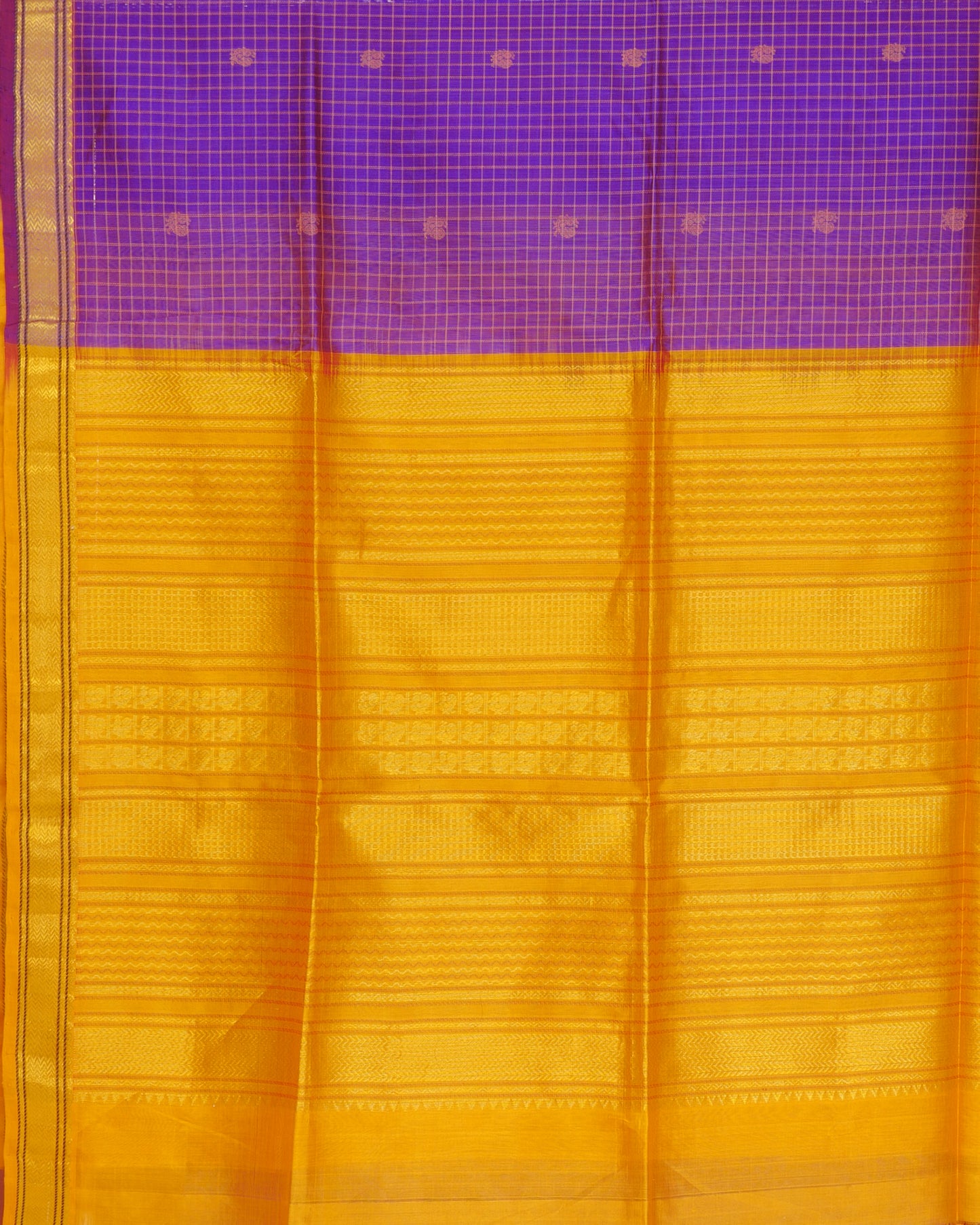 Pure Kalasethra Voilet Annam Butta and Mustard Pallu with Thread Woven Border