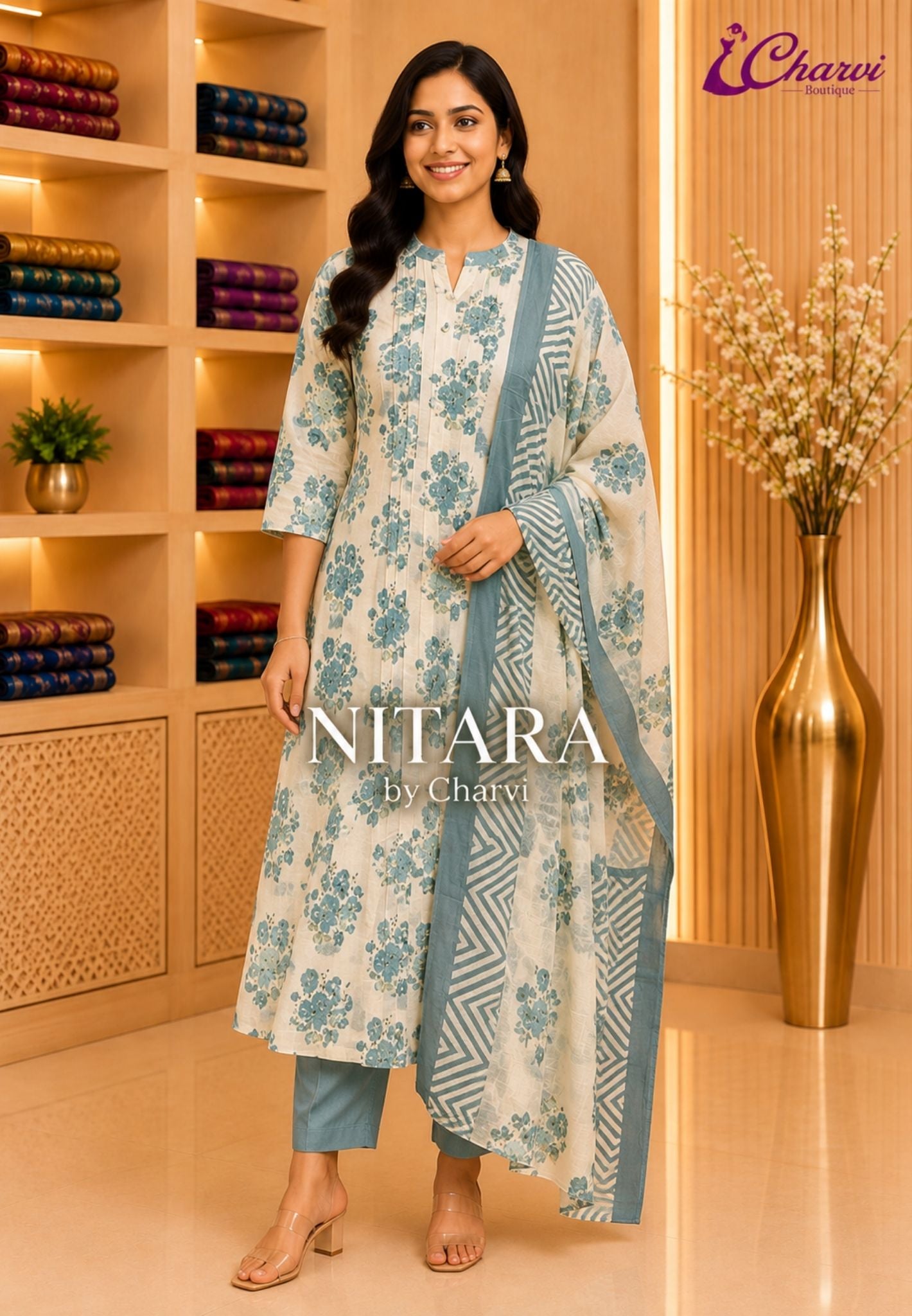 3Pcs Floral Salwar Suit
