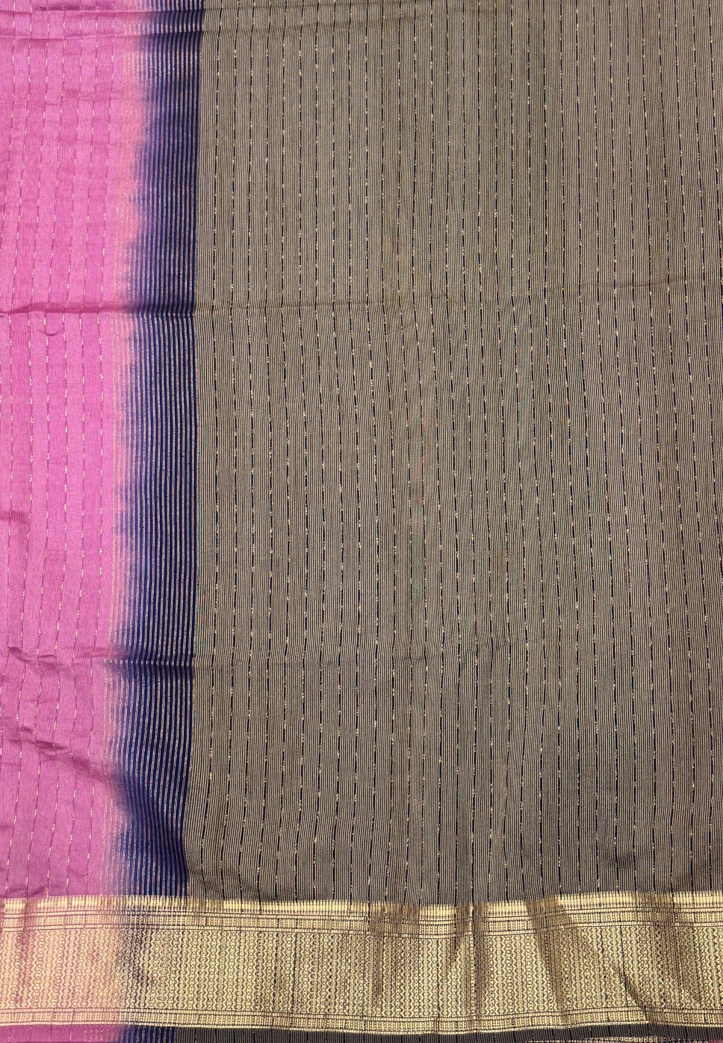 Semi Tussar Saree-Muted Purple with Zari Lines