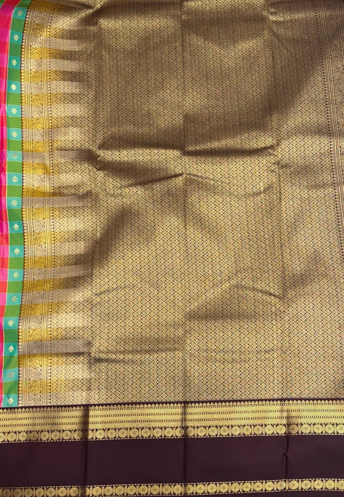 Budget Kanchipuram Saree-Teal Green with Contrast Border