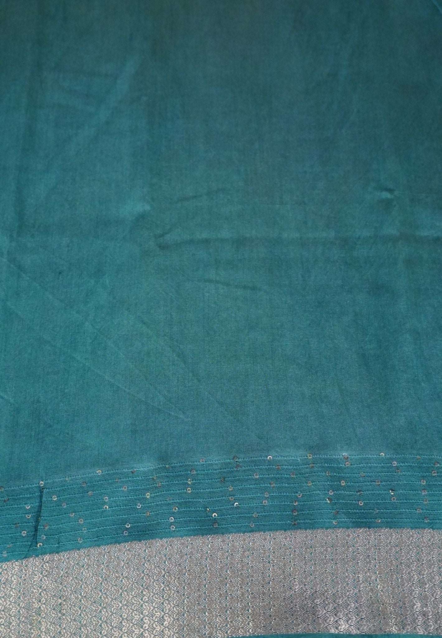 Semi Dola Saree-Green in Floral Print and Sequence Work