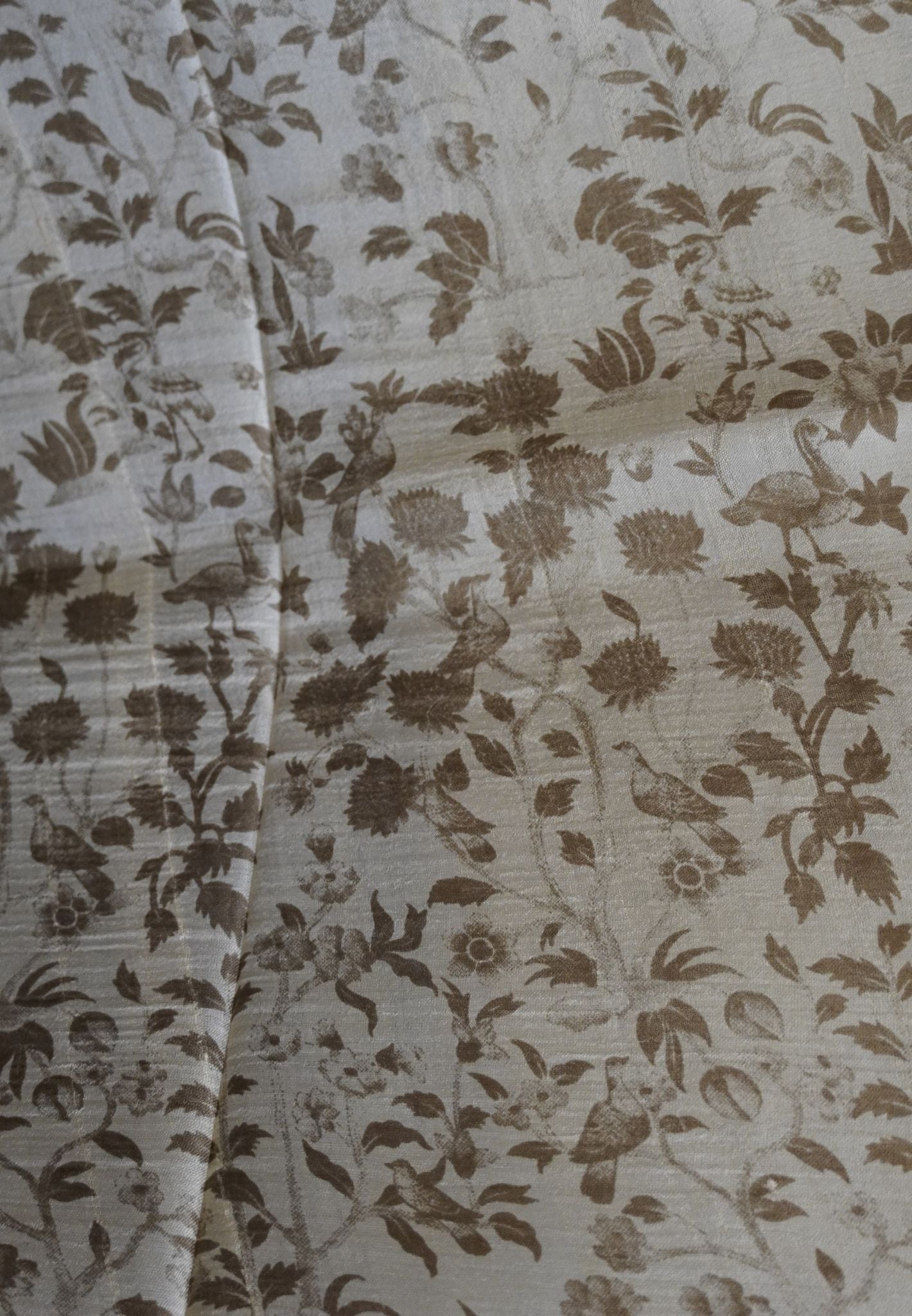 Pure Tussar Saree-Sandal in Floral Pattern