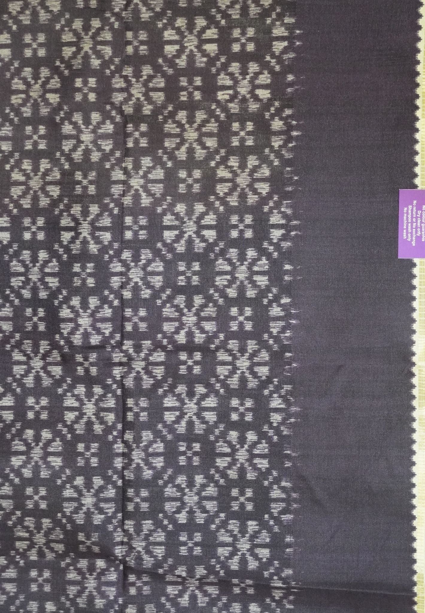 Semi Matka Tussar Saree-Off White with Contrast Border and Zari Checks