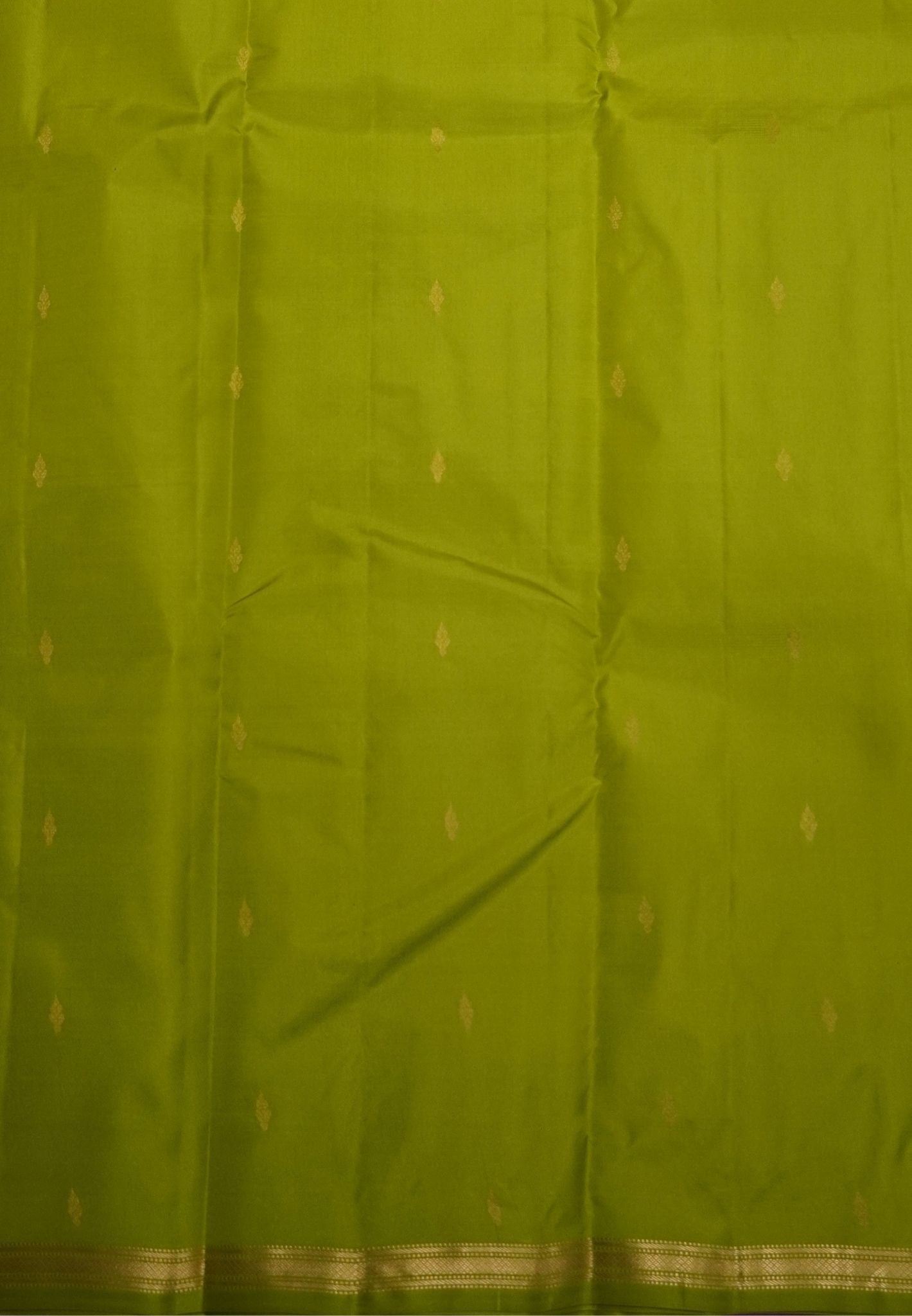 Pure Kanchipuram Silk Saree-Lime Green with Small Border