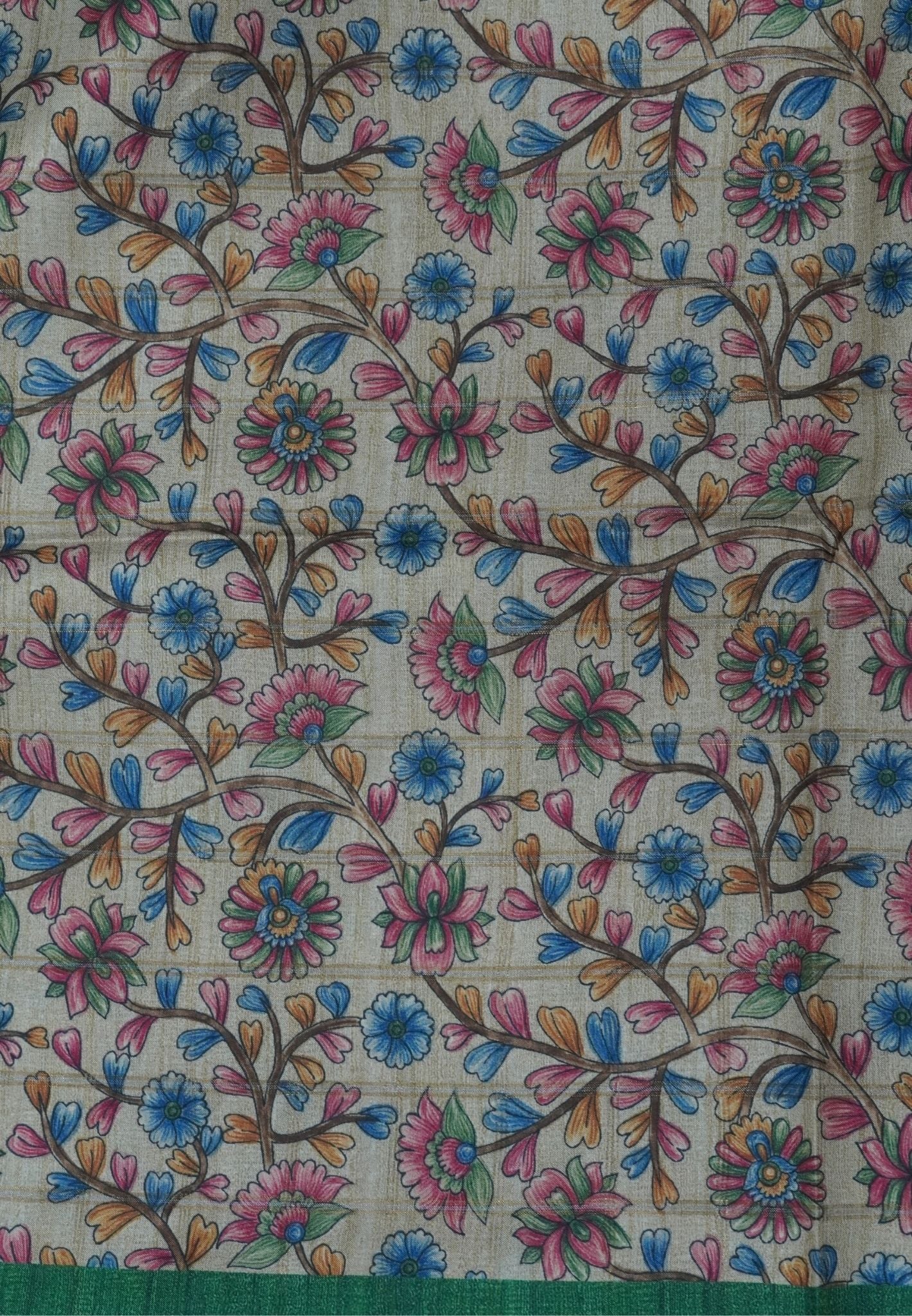 Semi Tussar Saree-Green