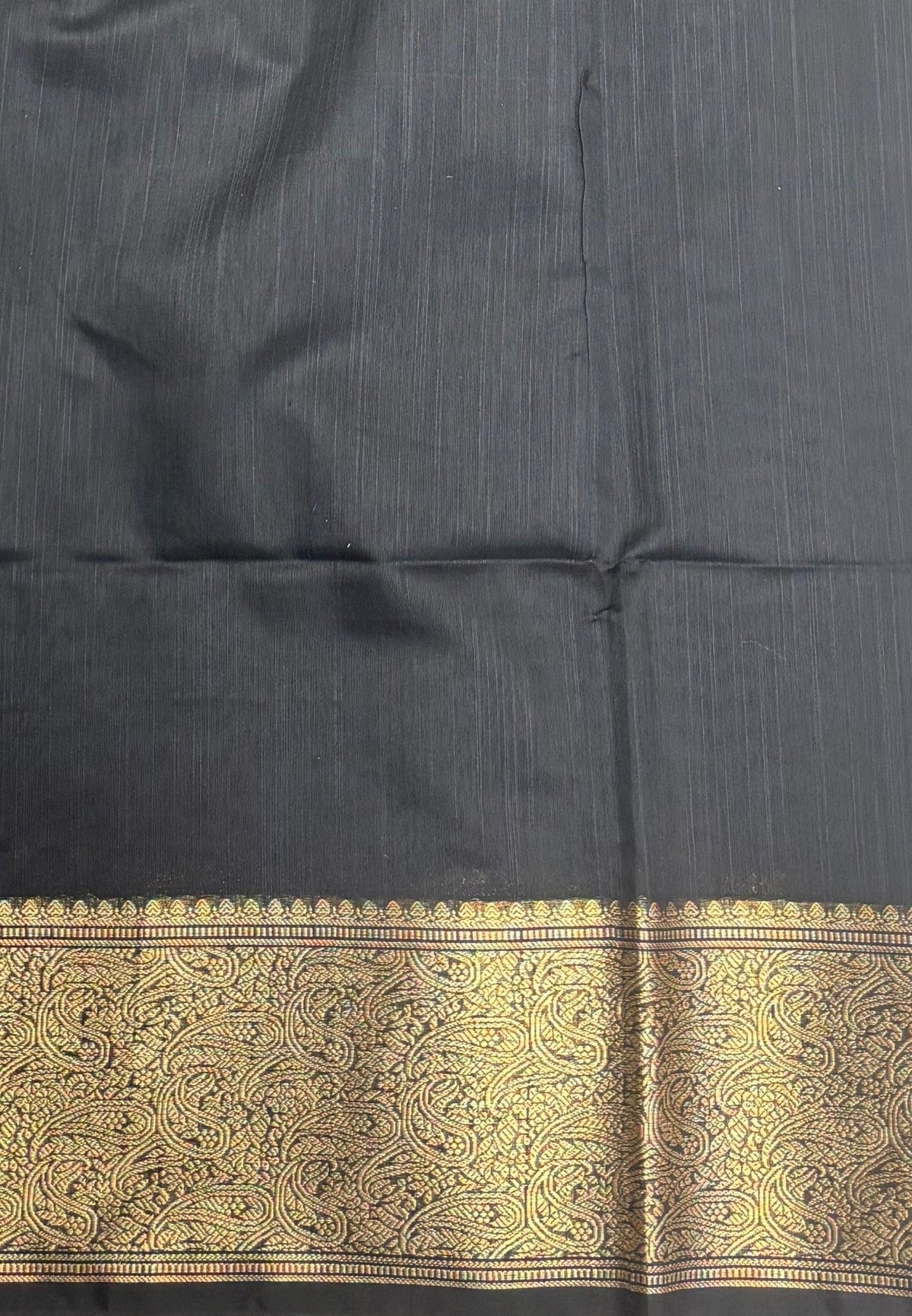 Handloom Silk Cotton Saree-Black In Manga Brocade Zari Border