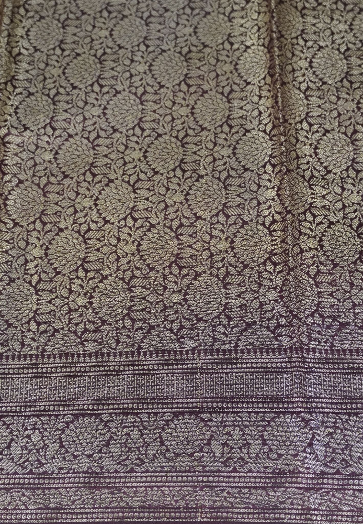 Organza Saree-Maroon with Zari Motif