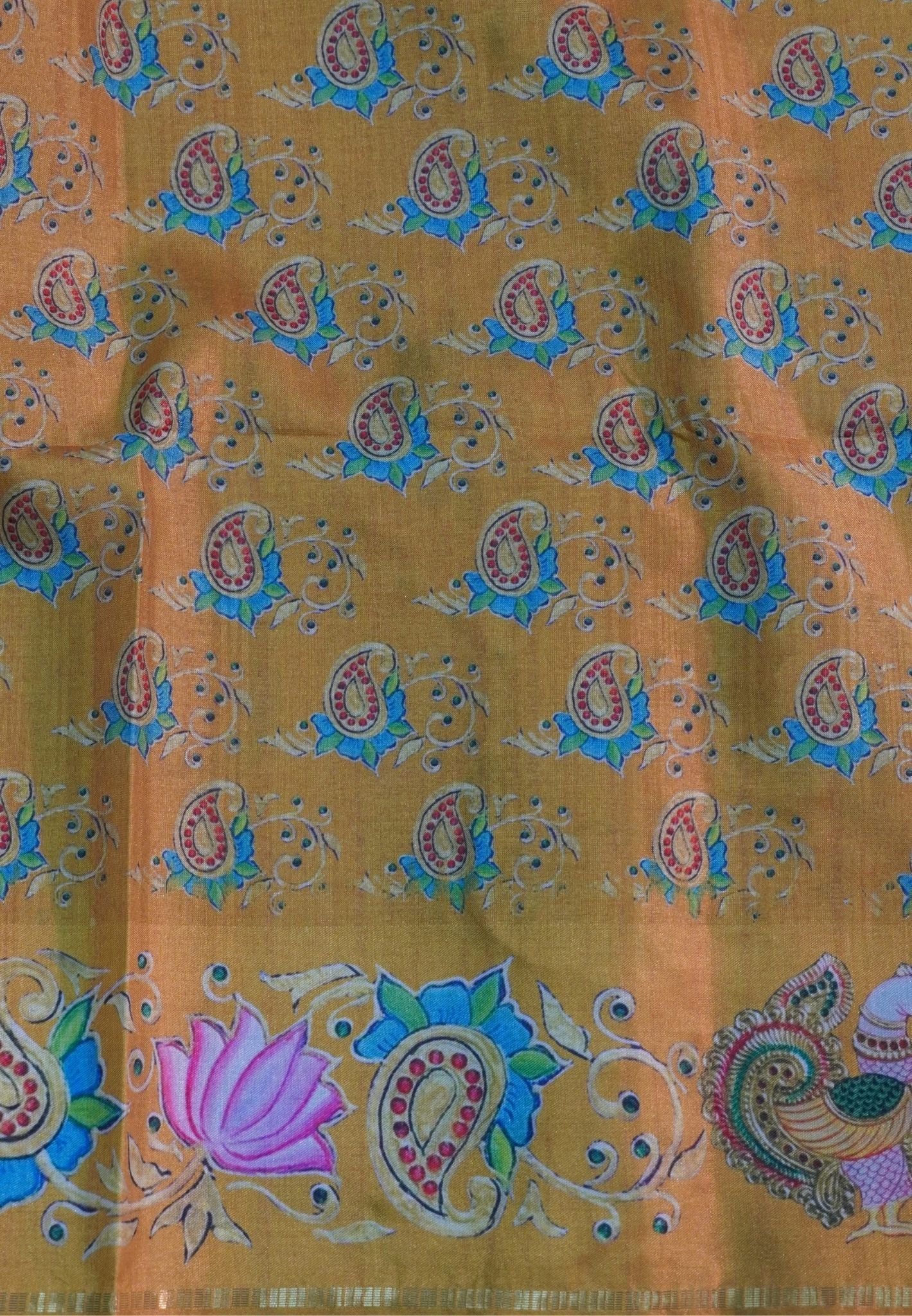 Premium Tussar Saree-Red with Contrast Mayil Border