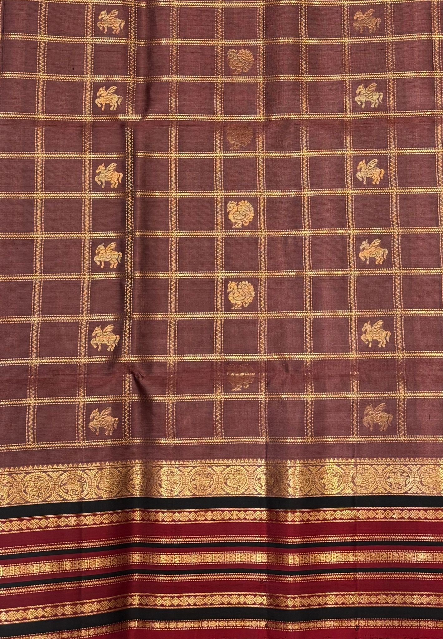 Pure Kanchipuram Silk Saree-Mauve Pink in Traditional Geometric Floral Zari Border