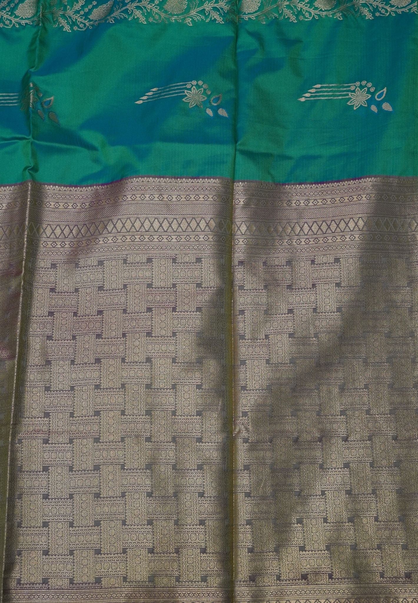 Semi Silk Saree-Teal Green