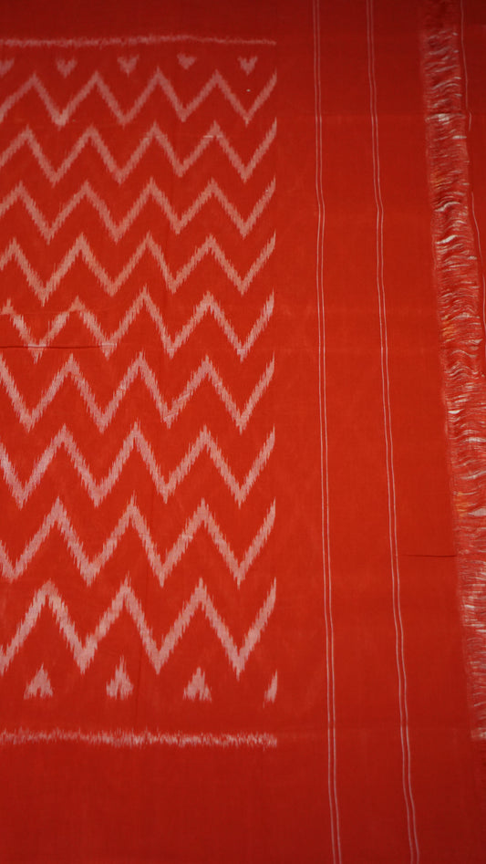 Pochampally Cotton double Ikkat Saree Light Red