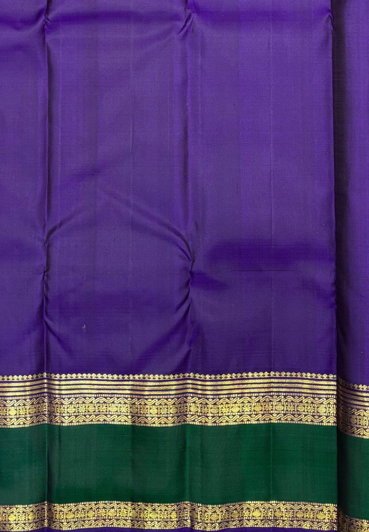 Pure Kanchipuram Silk Saree-Golden Mustard In Vertical Medallion Zari With Contrast Border