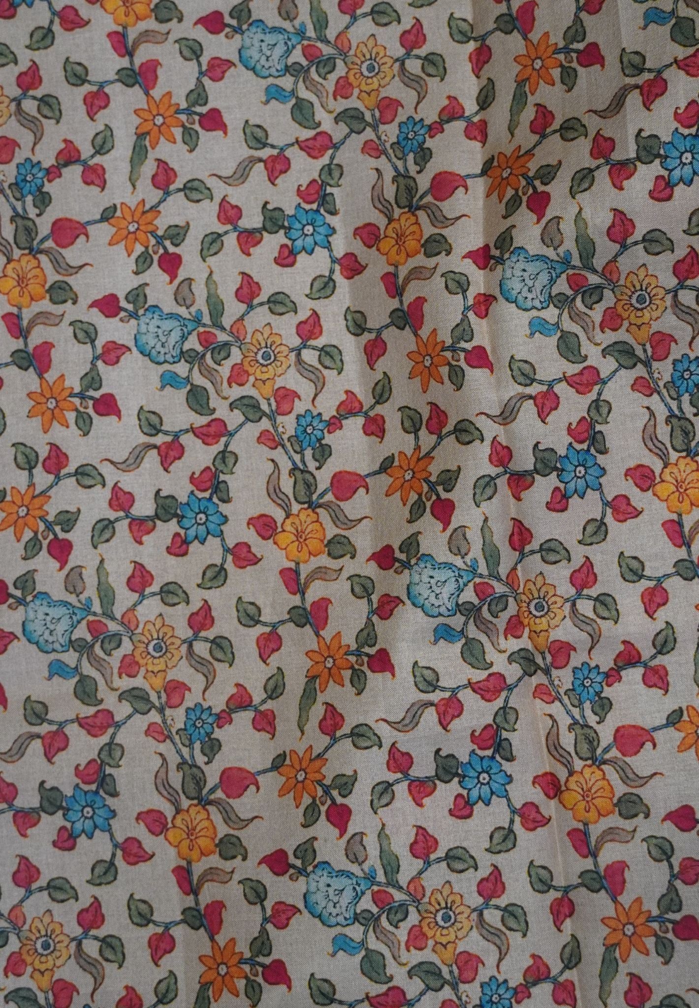 Crush Vairaoosi Tissue Silk-Sea Green with applique work