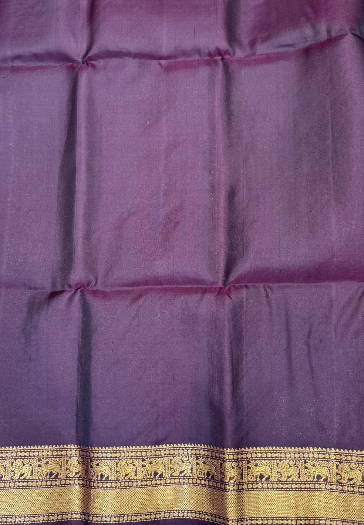 Pure Kanchipuram Silk Saree-Dark Maroon In Deer & Yali Zari Border