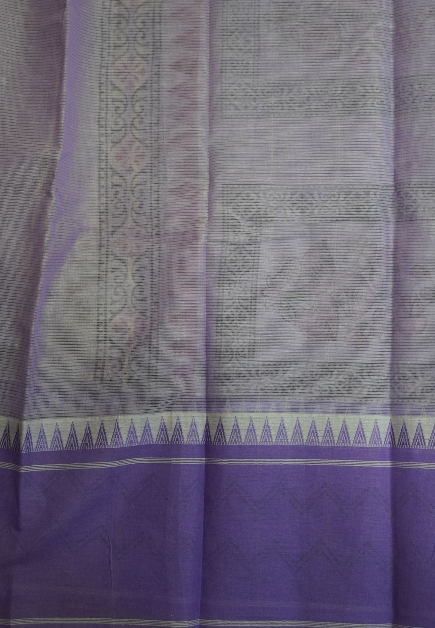 Pure Cotton Saree-Cream with Lavender in Lilac Blossom