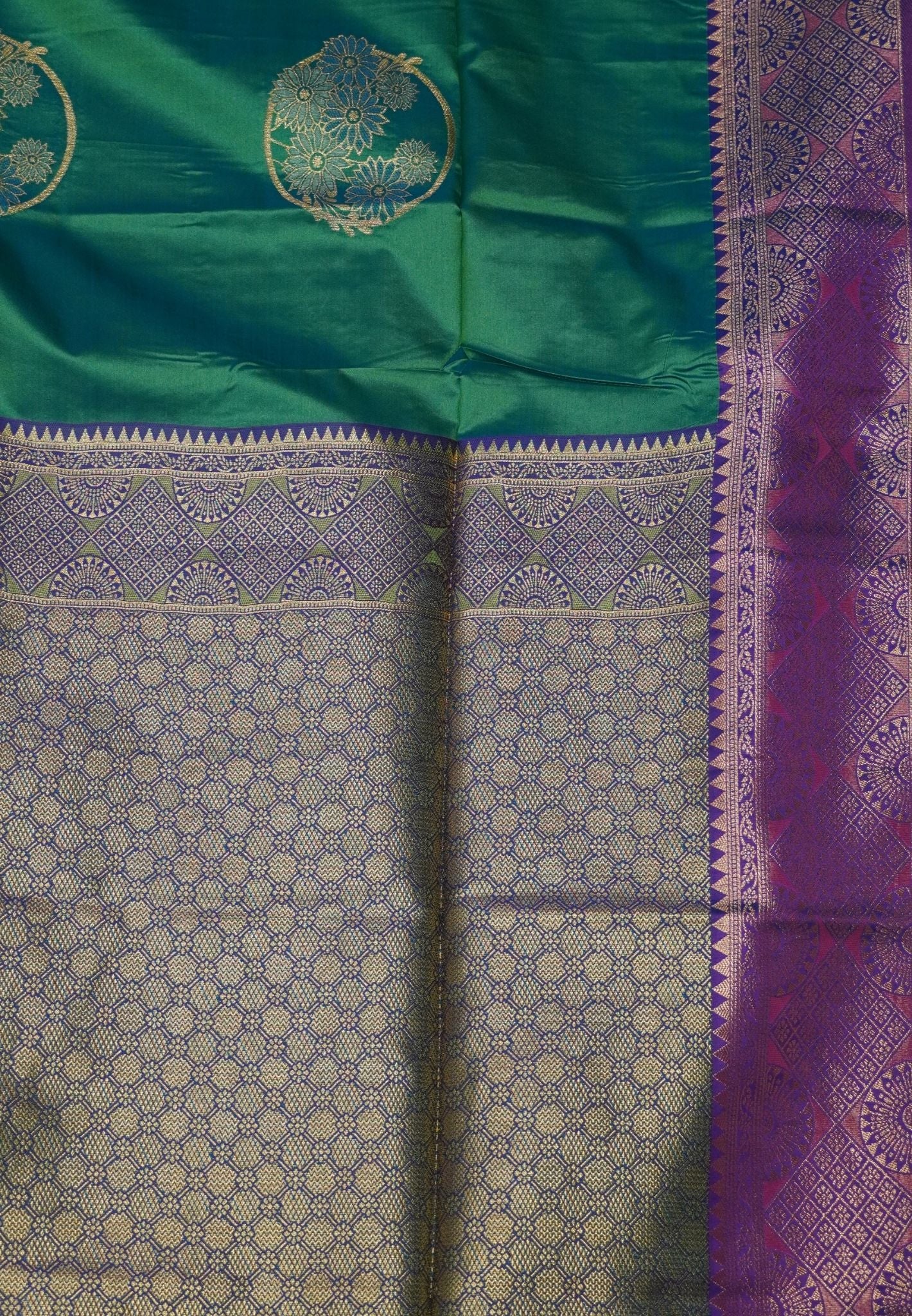 Semi Silk Saree-Teal Green
