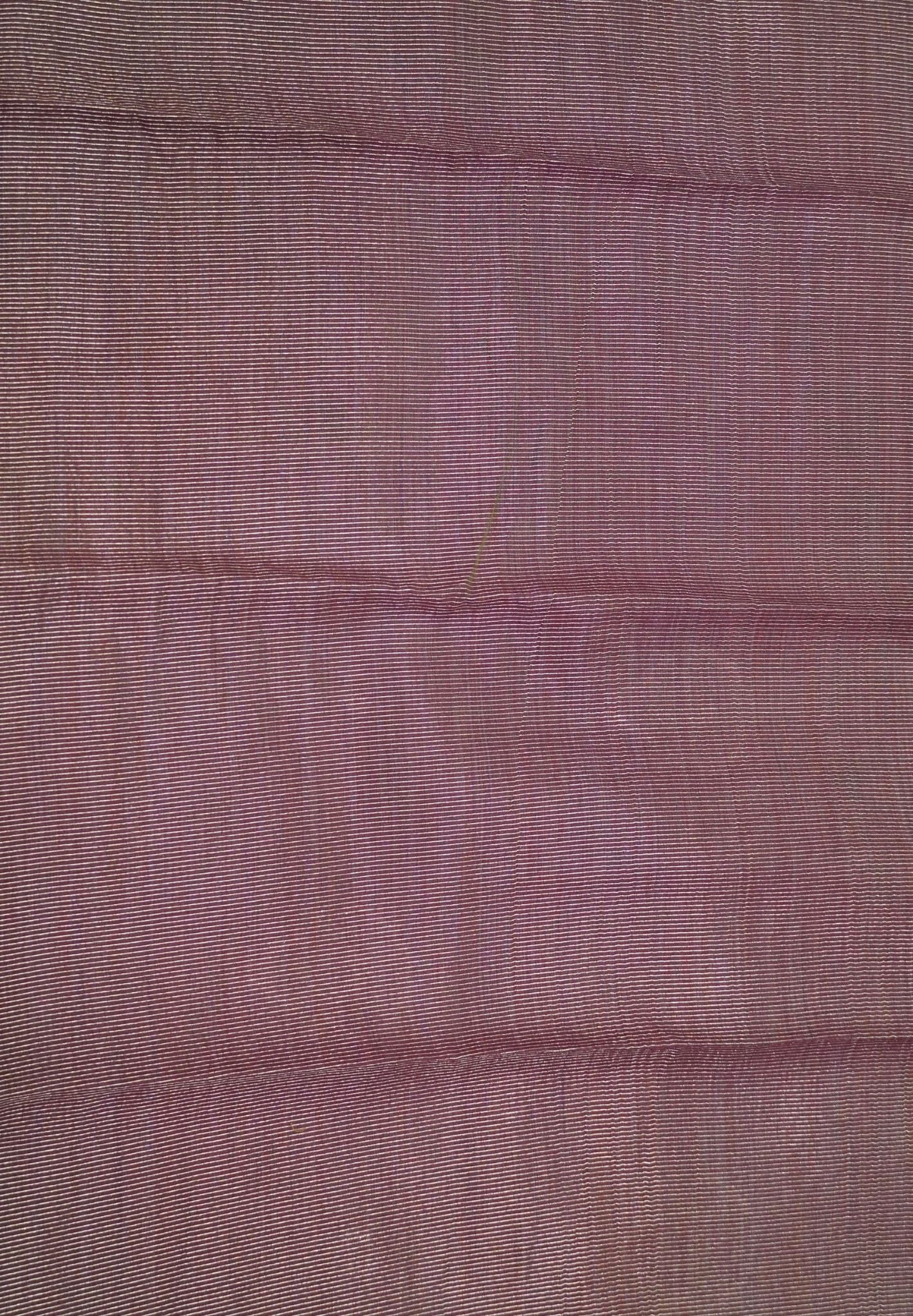 Semi Tussar Saree-Wine with Floral Zari Motif
