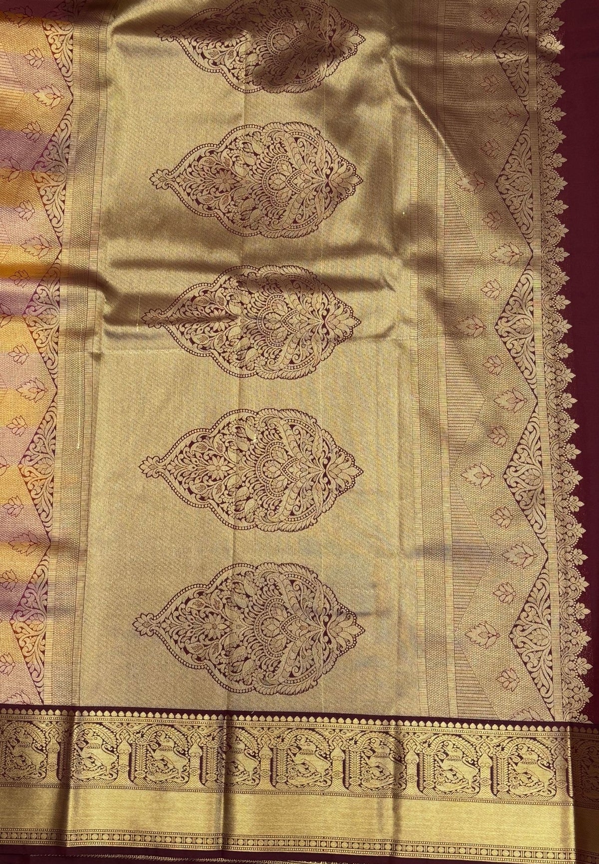 Budget Kanchipuram Saree-Onion Pink with Contrast Border