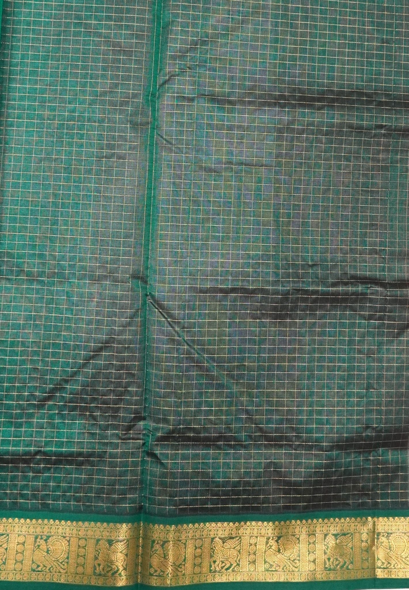 Pure Silk Cotton Saree-Maroon in Mini Checks with Contrast Border