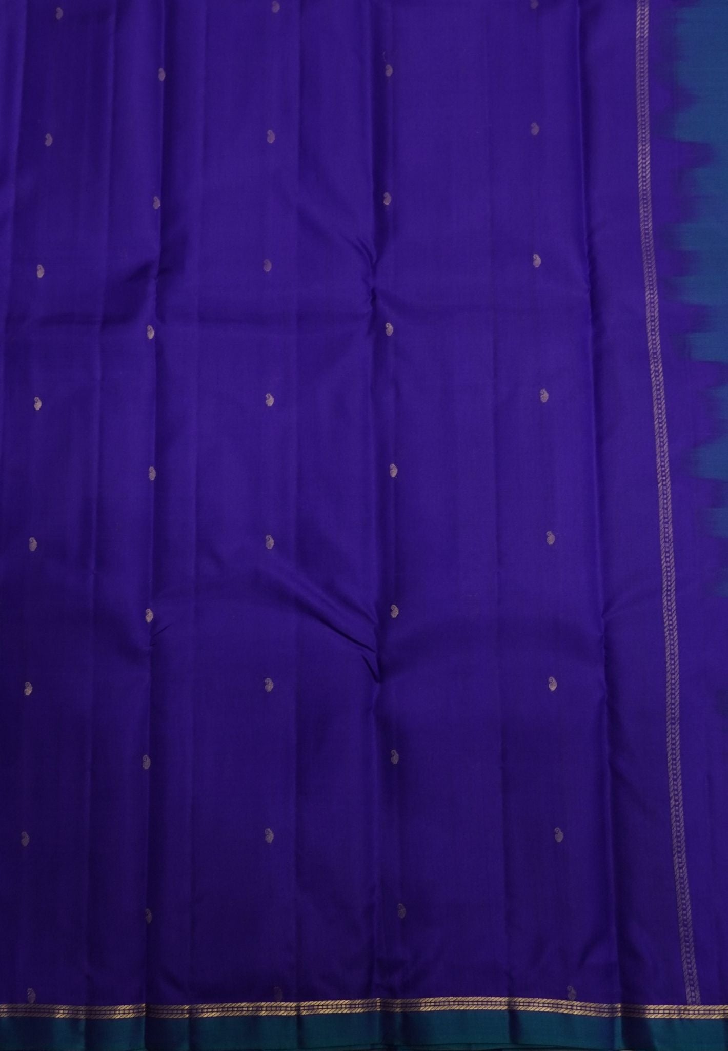 Pure Kanchipuram Silk Saree-MS Blue with Small Border