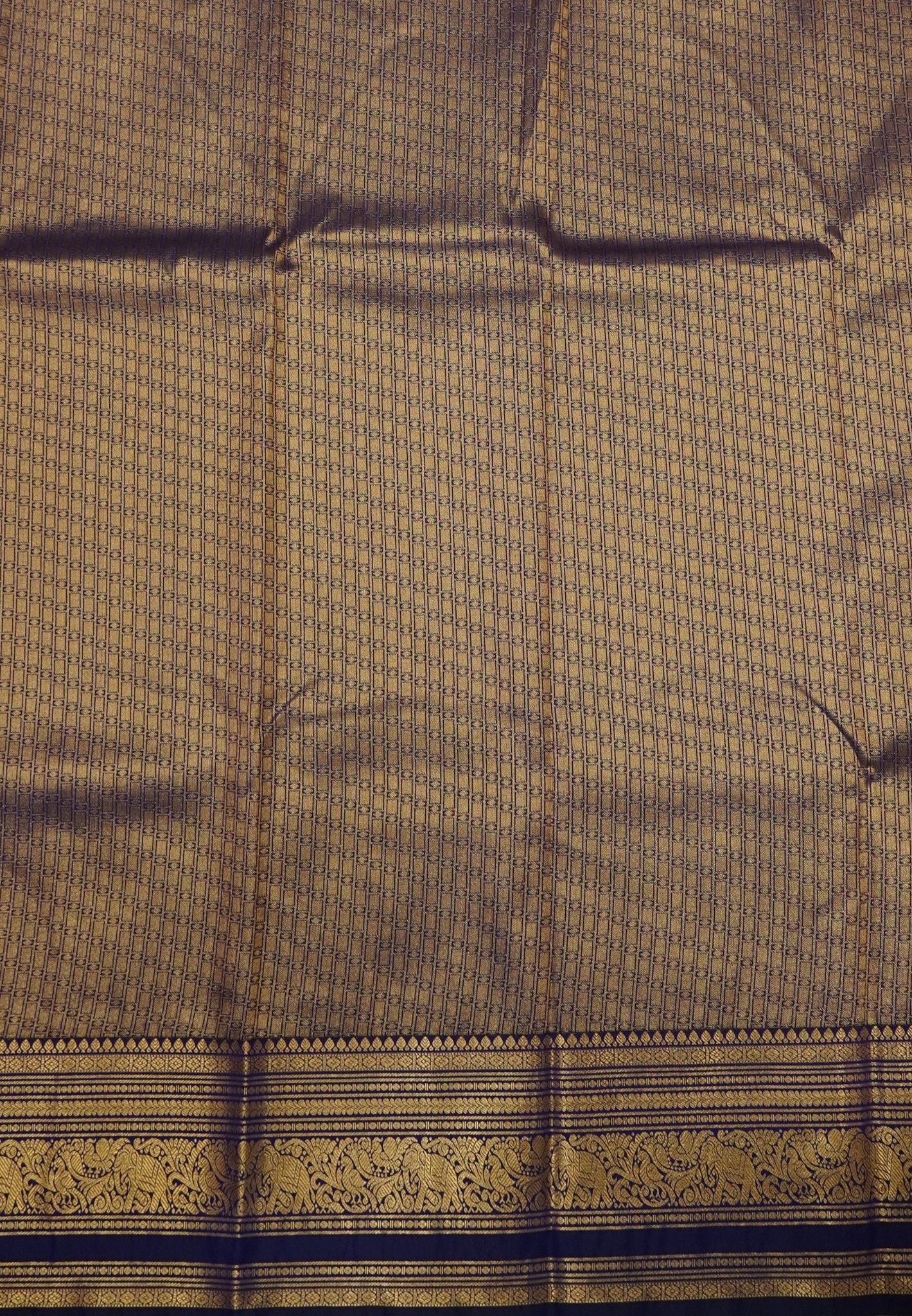 Budget Kanchipuram Saree-Violet with Gaja Border