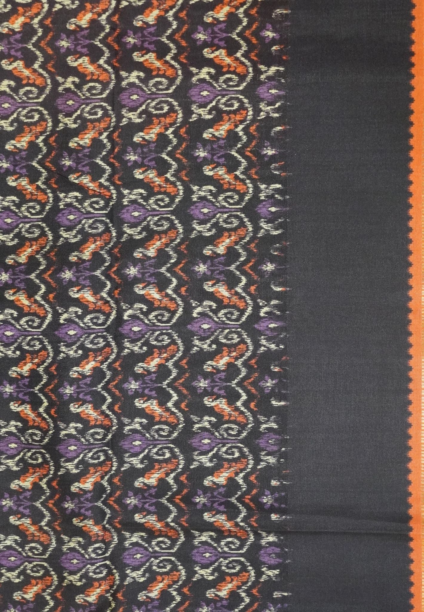 Semi Matka Tussar Saree-Orange with Contrast Border and Zari Checks