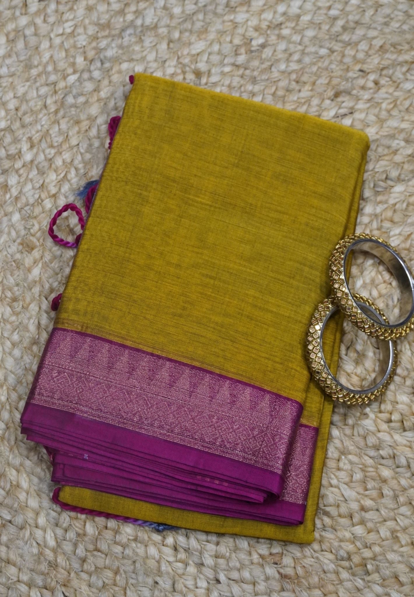 Dakka Cotton Saree - Mustard