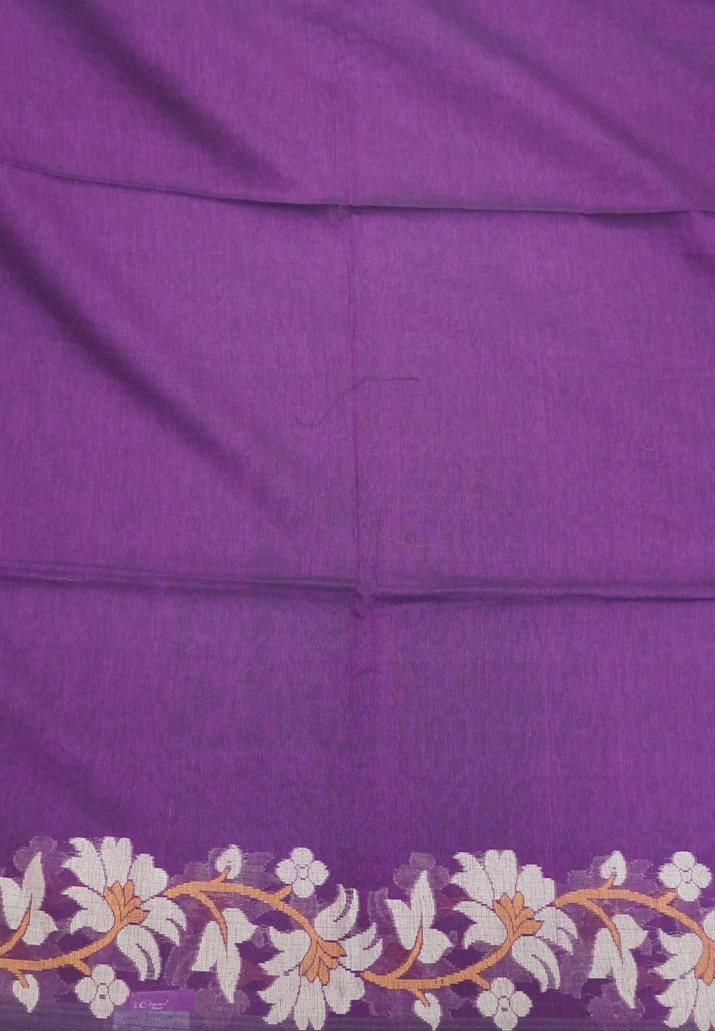 Handloom Cotton Saree-Wine Lotus Jamdhani Border