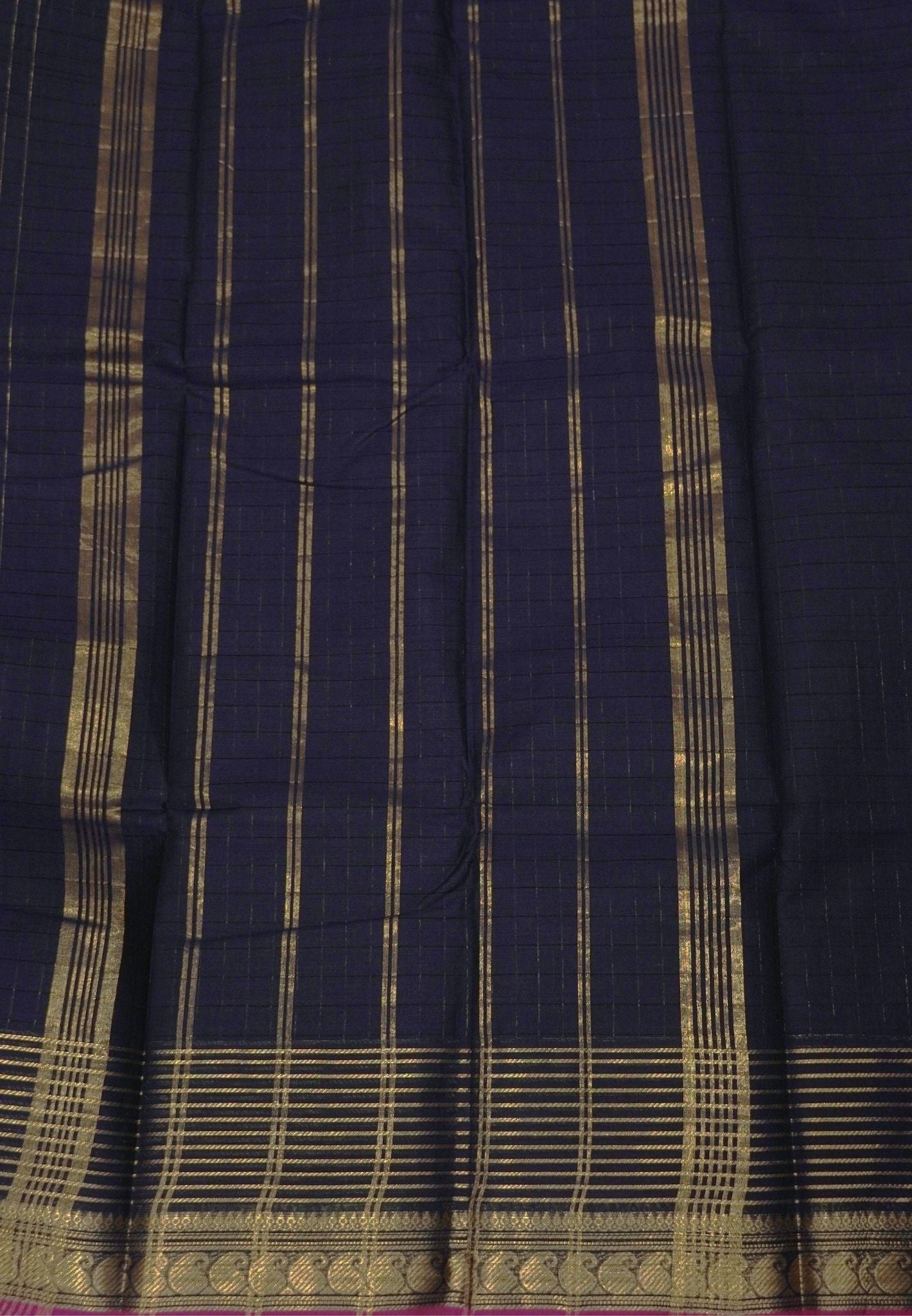 Chettinadu Cotton Saree-Navy Blue with Big Border