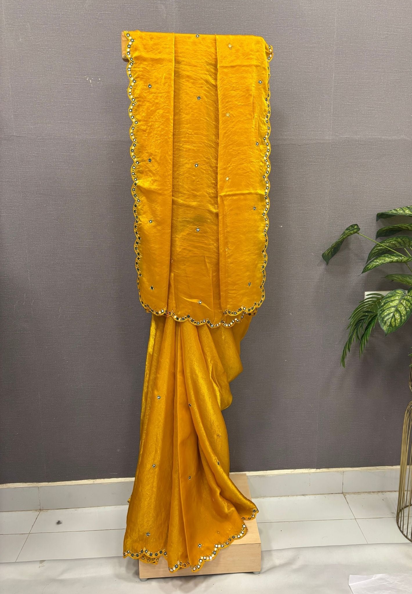 Designer Saree-Mango Yellow