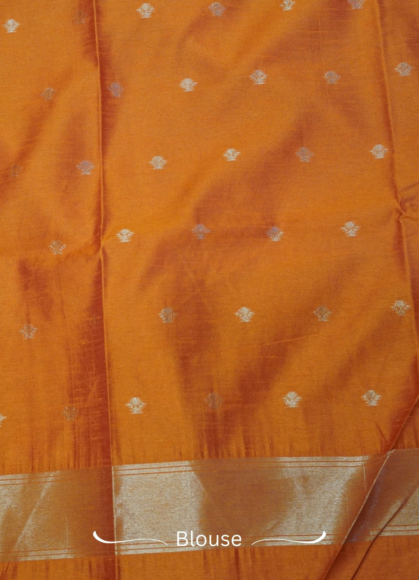 Semi Raw Silk Saree - Orange with Doll Zari