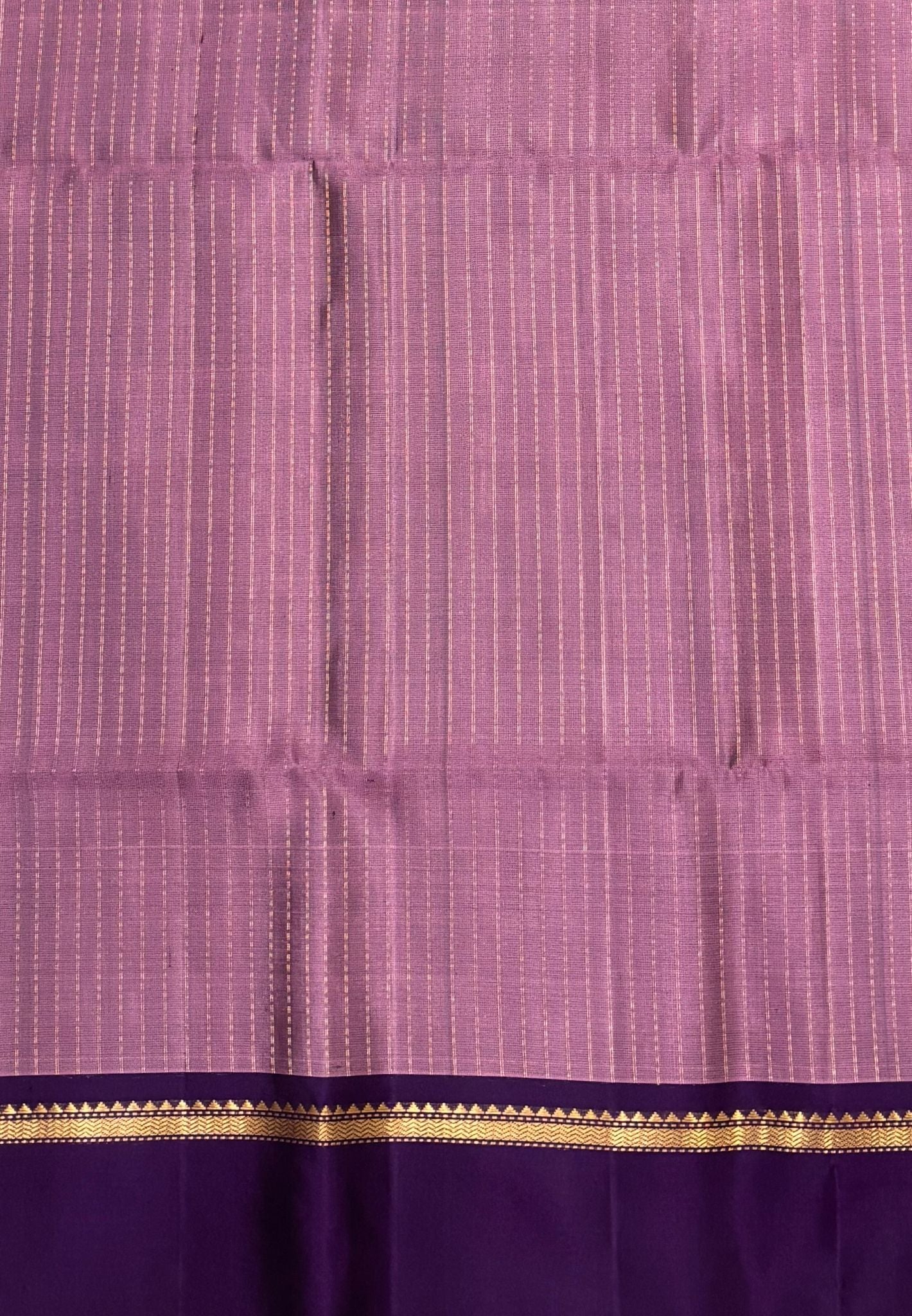 Pure Kanchipuram Silk Saree-Dusky Lavender in Floral Butta Zari Border