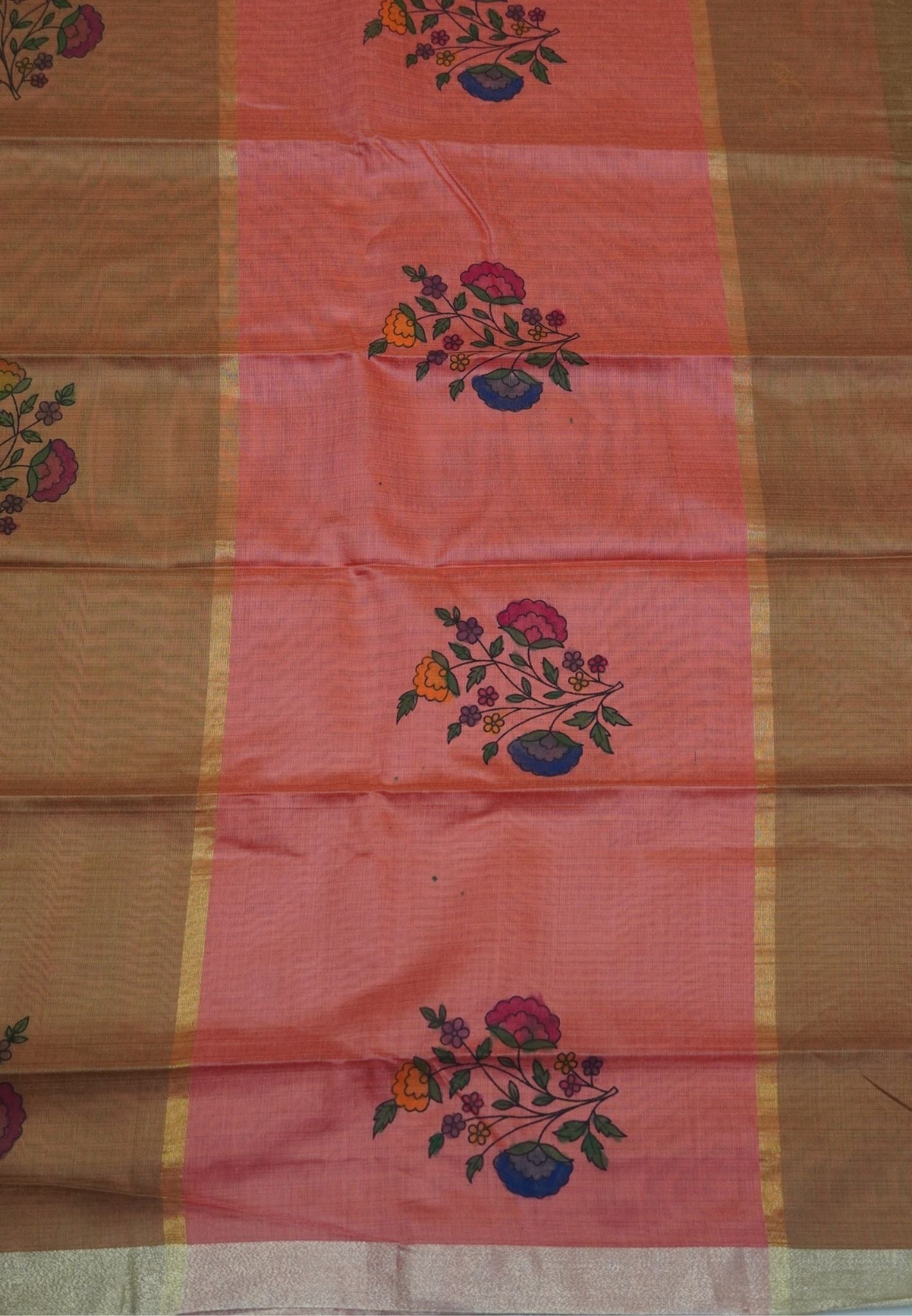 Cora Linen Saree-Brown with Kalasthri Print