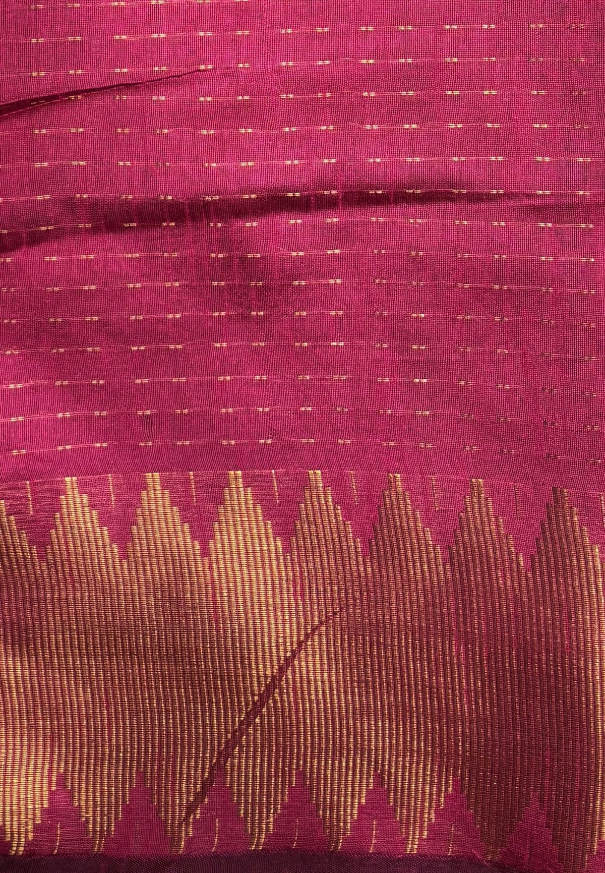 Semi Raw Silk Saree-Mustard In Zigzag Zari With Contrast Border
