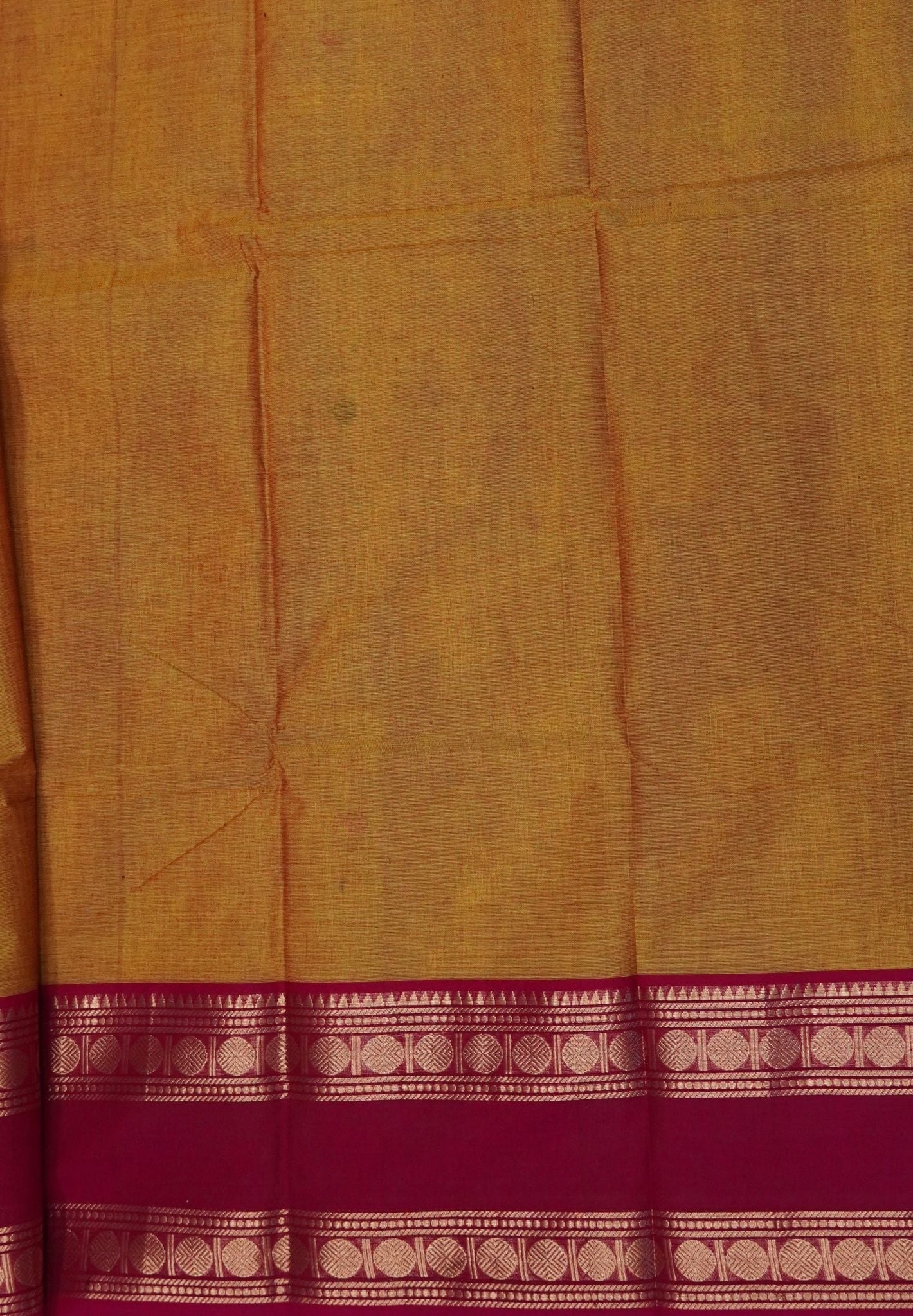 Kanchi Cotton Saree-Mustard-Pink Rudraksh