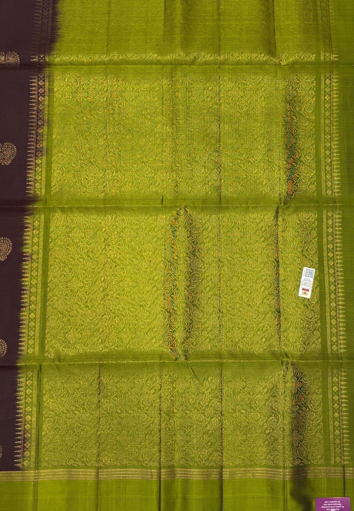 Pure Kanchipuram Silk Saree-Coffee Brown in Mayil Butta Zari Border