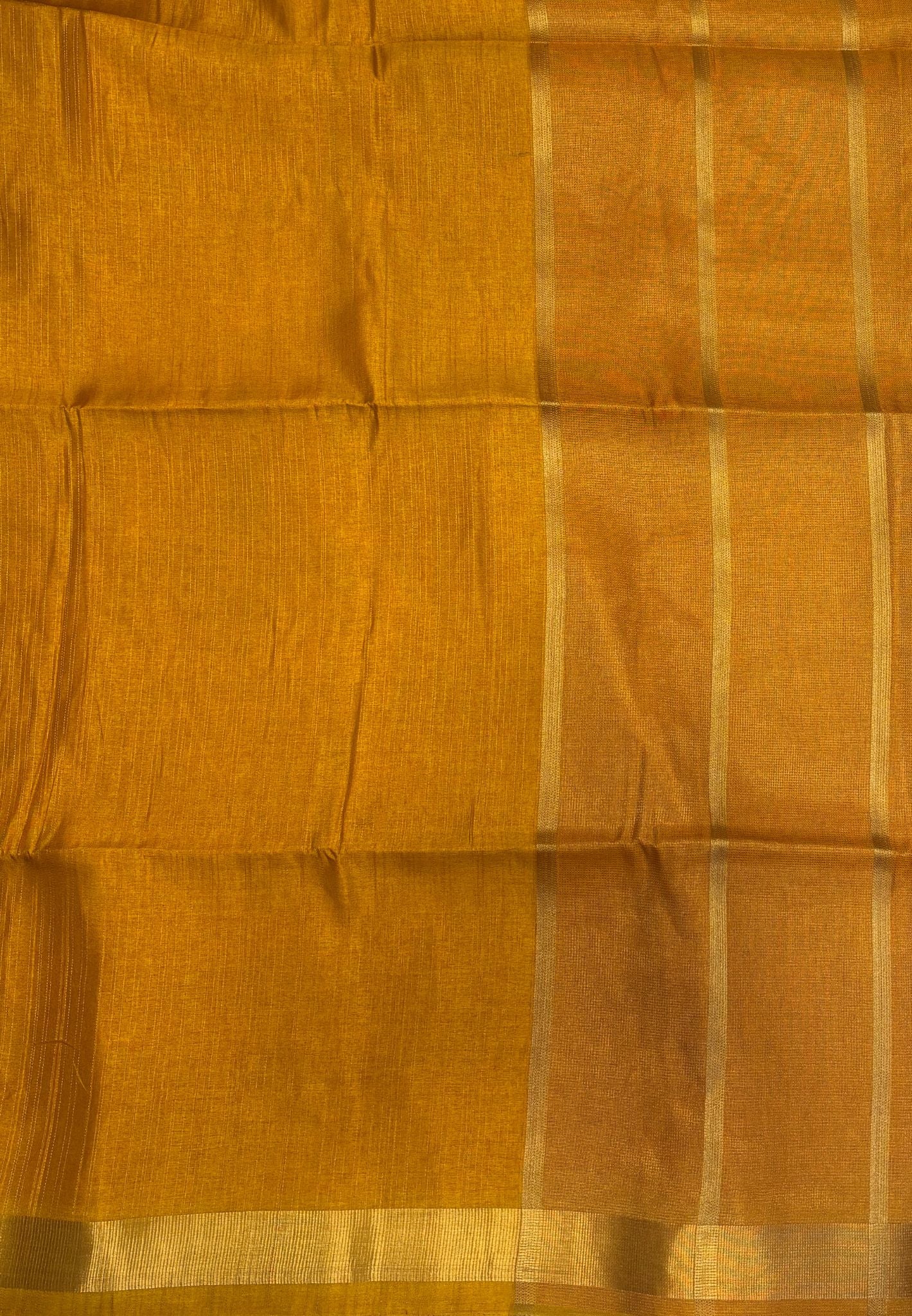 Matka Tussar Saree-Elegant Handwoven Saree with Mustrd in Fine Zari Stripes