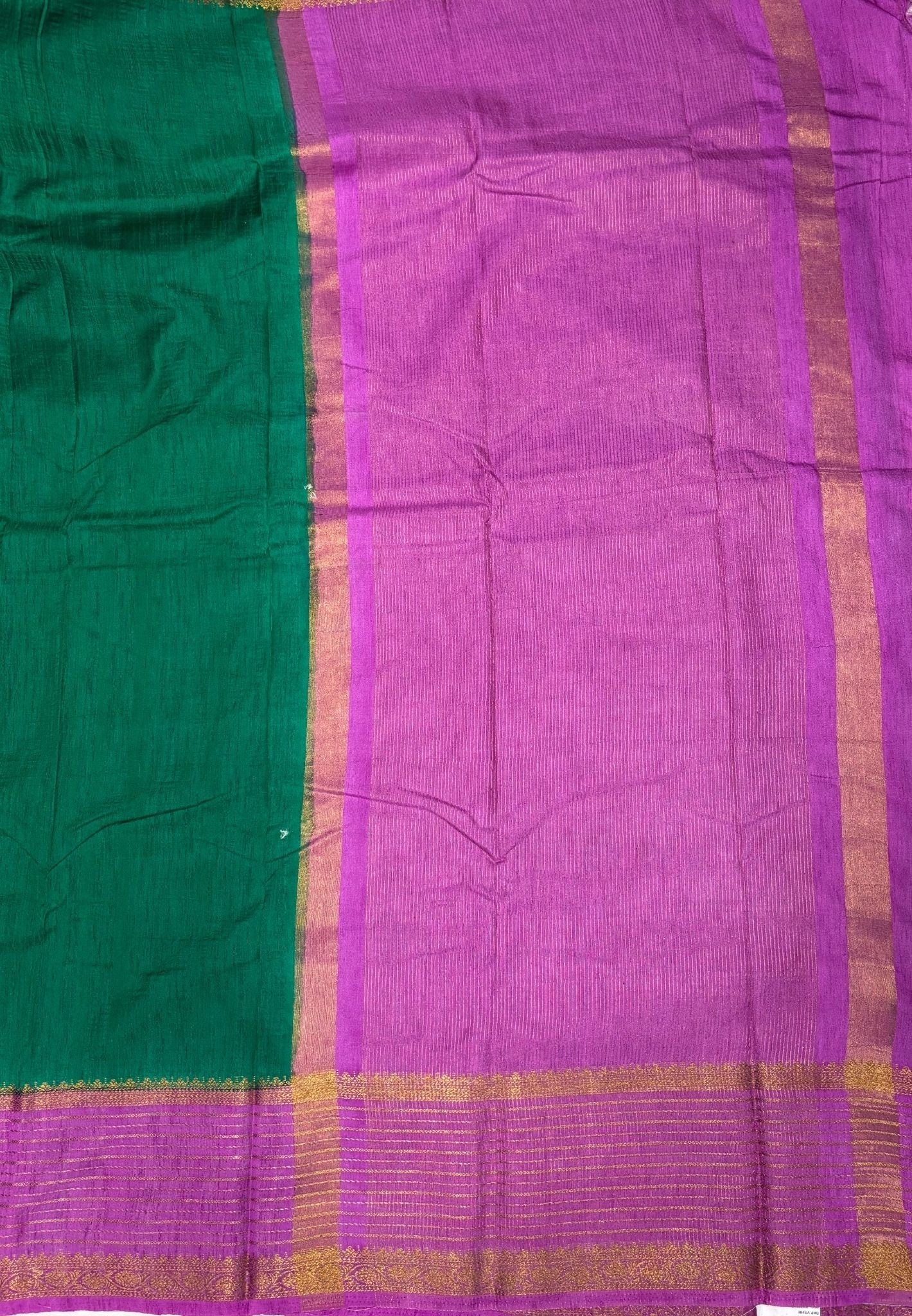 Raw Silk Saree-Teal Green With Contrast Border