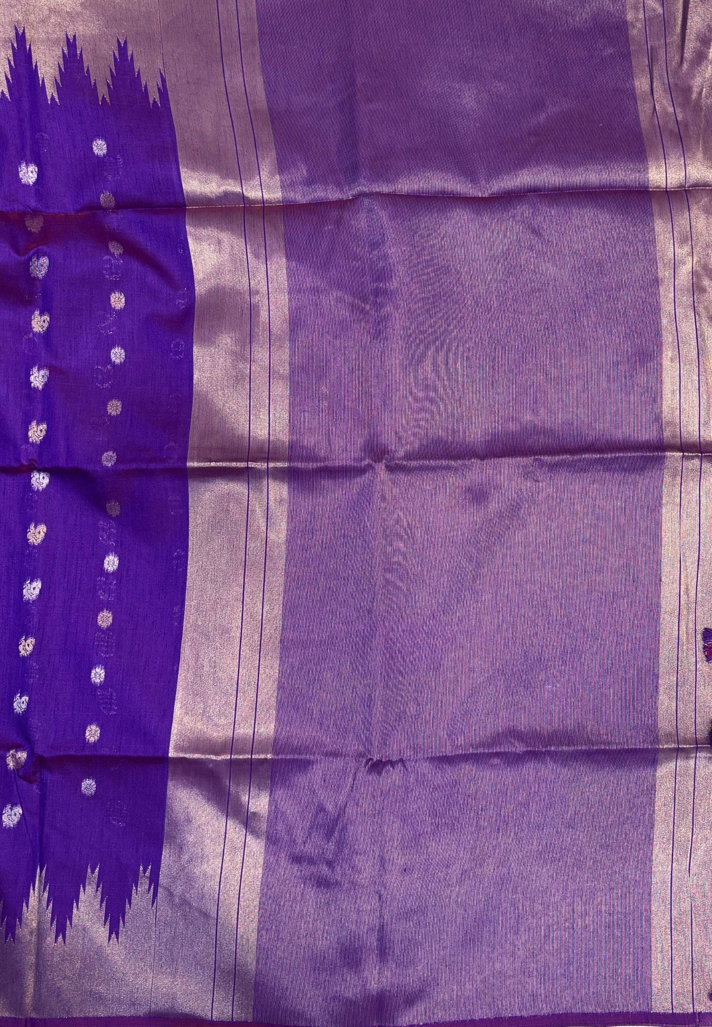 Raw Silk Saree-Voilet In Tower Zari Border