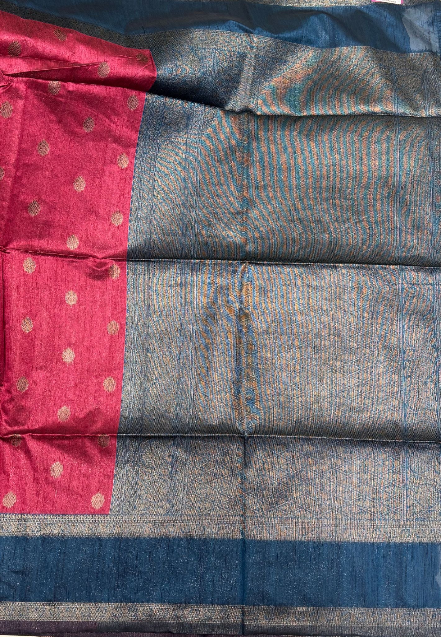 Semi Raw Silk Saree-Pink with Contrast Retapet Border