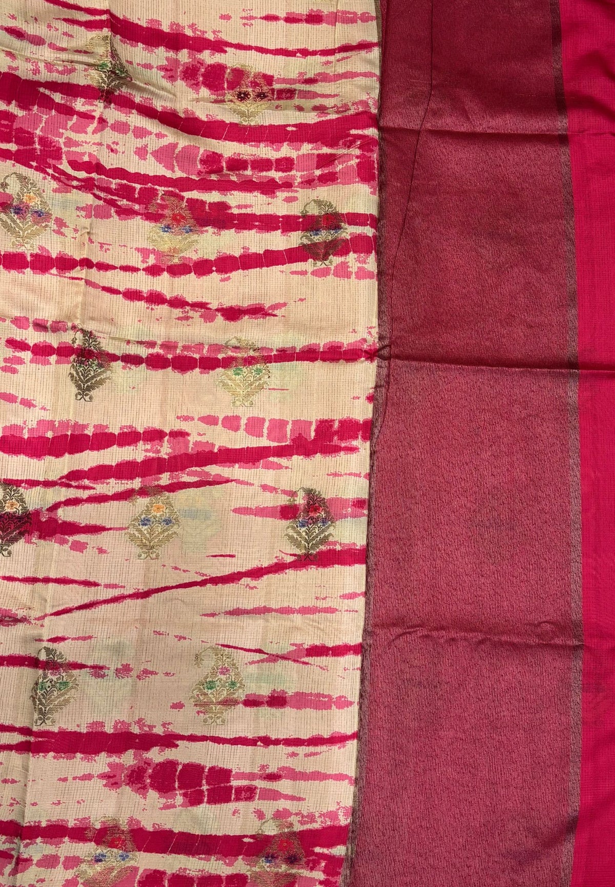 Tussar Saree-Pink in Leheriya Manga Motif Border