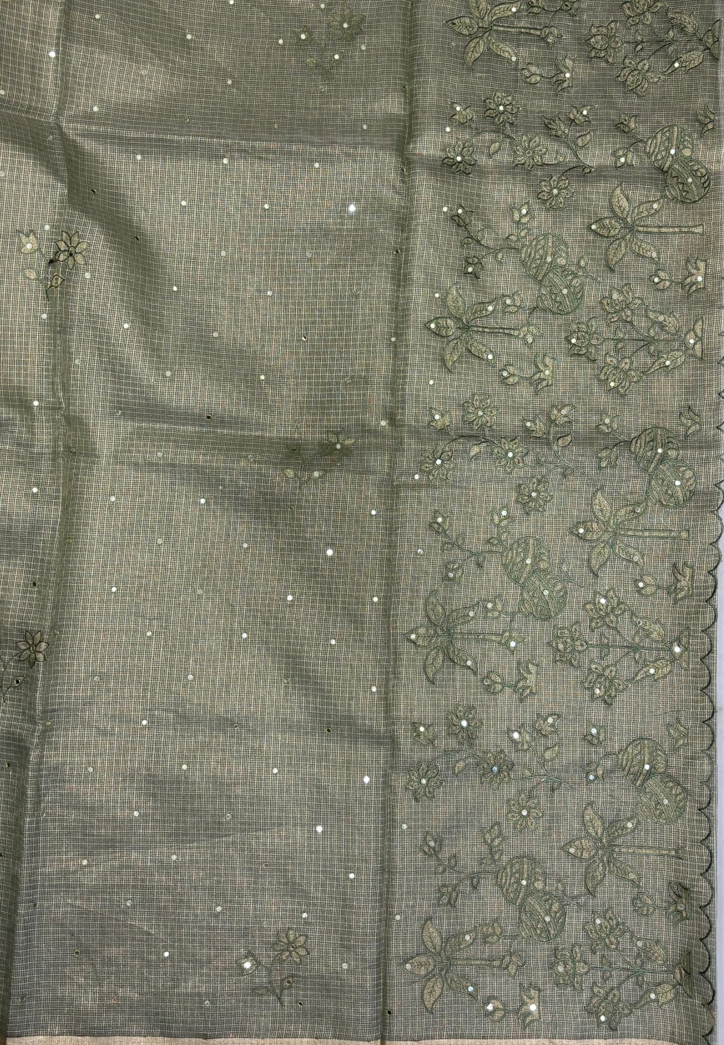 Kota Saree-Green In Floral Applique Border